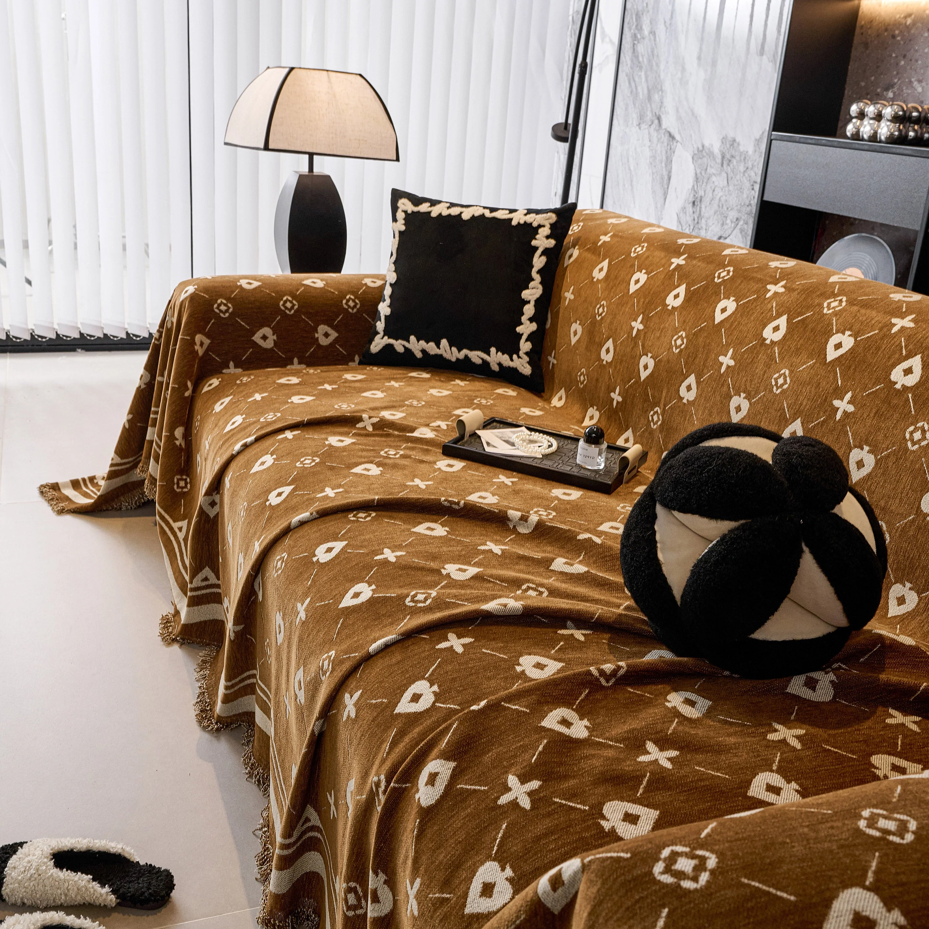 Chenille Jacquard Sofa Throw Cover Blanket, Luxury Thick Woven Couch Cover for Sofa - Image 130