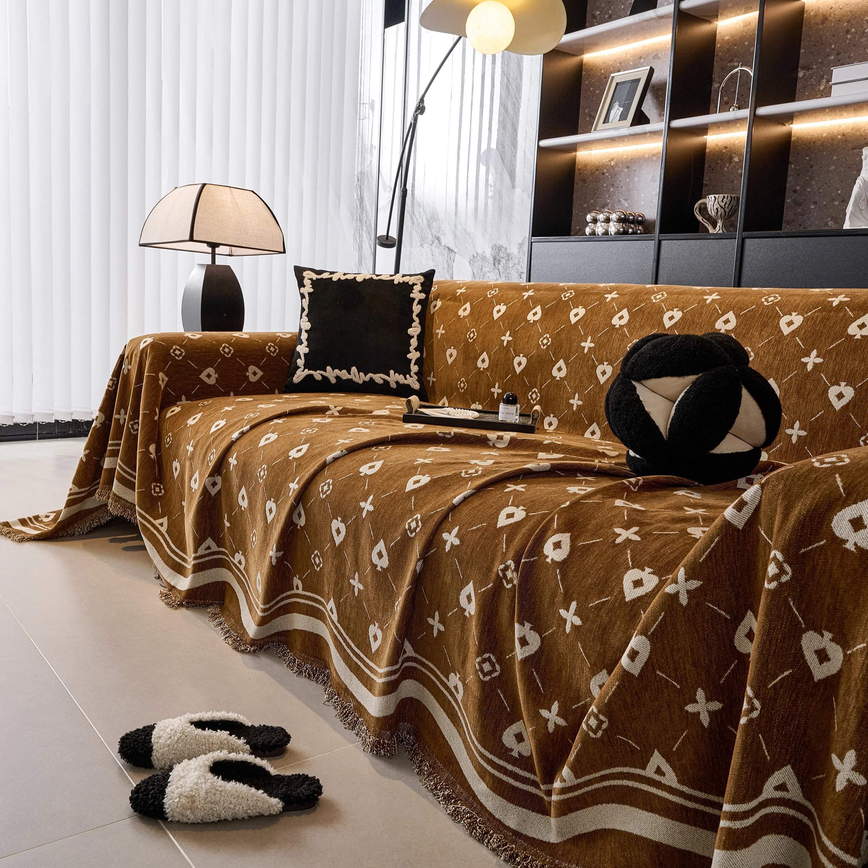 Chenille Jacquard Sofa Throw Cover Blanket, Luxury Thick Woven Couch Cover for Sofa - Image 131