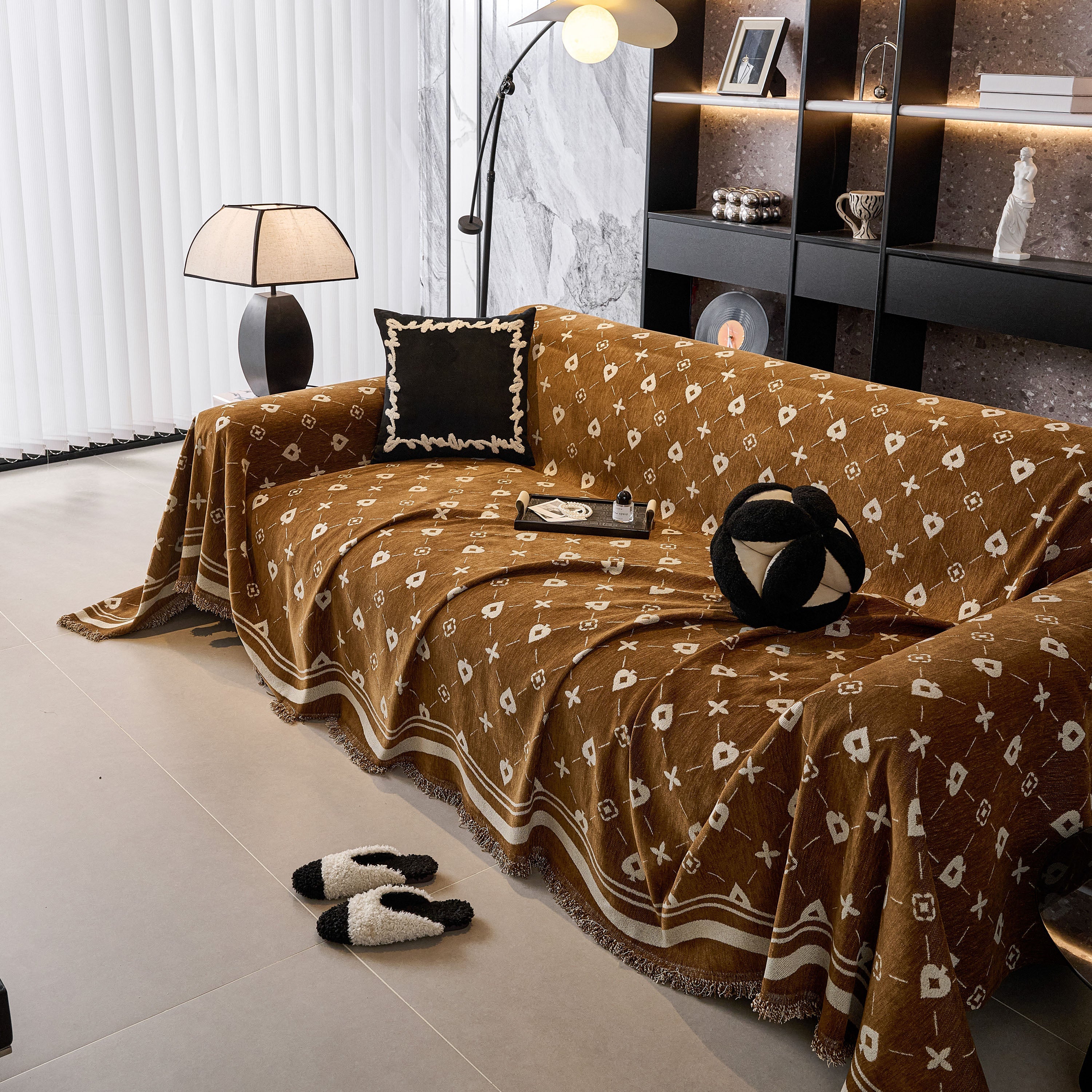 Chenille Jacquard Sofa Throw Cover Blanket, Luxury Thick Woven Couch Cover for Sofa - Image 132