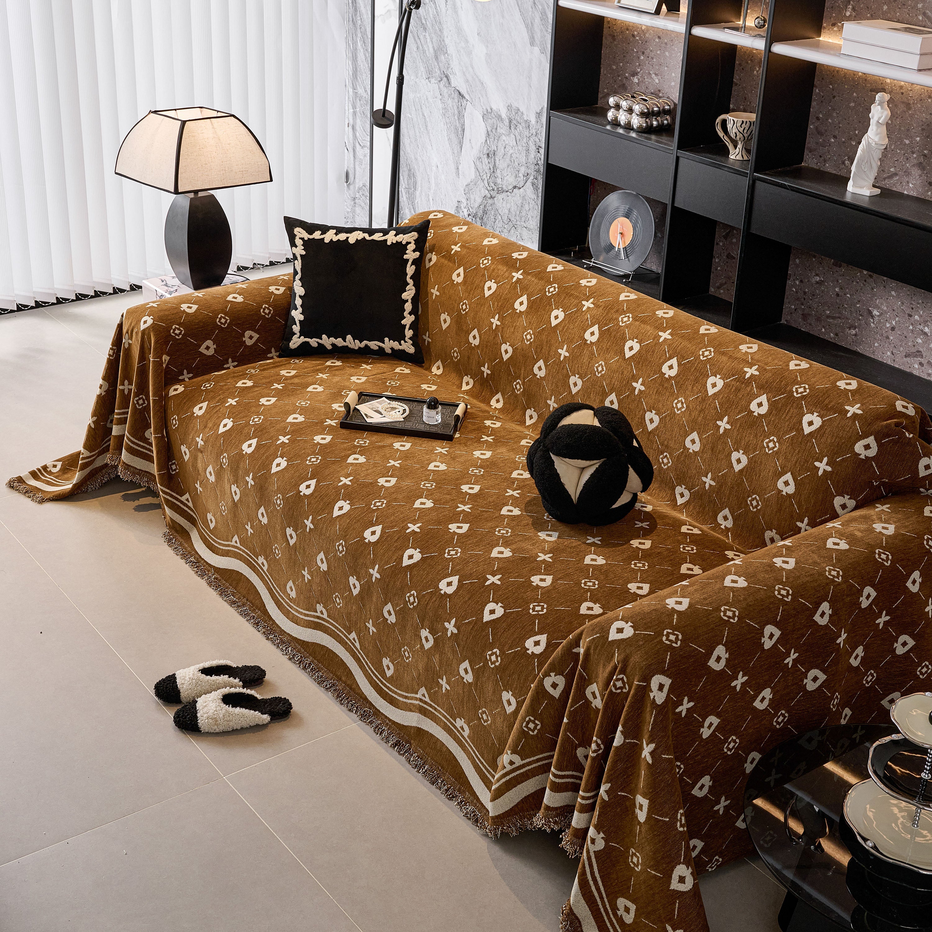 Chenille Jacquard Sofa Throw Cover Blanket, Luxury Thick Woven Couch Cover for Sofa - Image 133