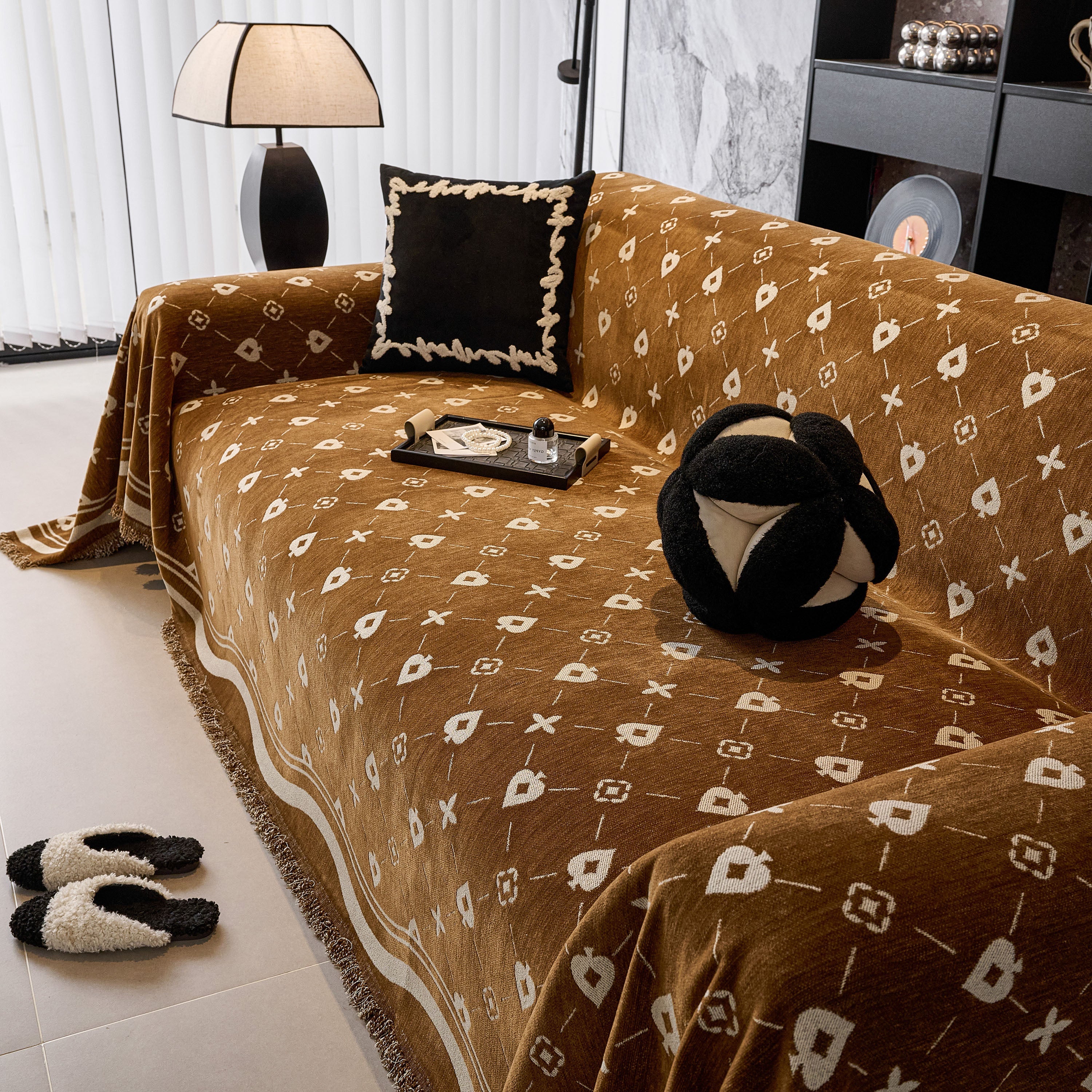 Chenille Jacquard Sofa Throw Cover Blanket, Luxury Thick Woven Couch Cover for Sofa - Image 134