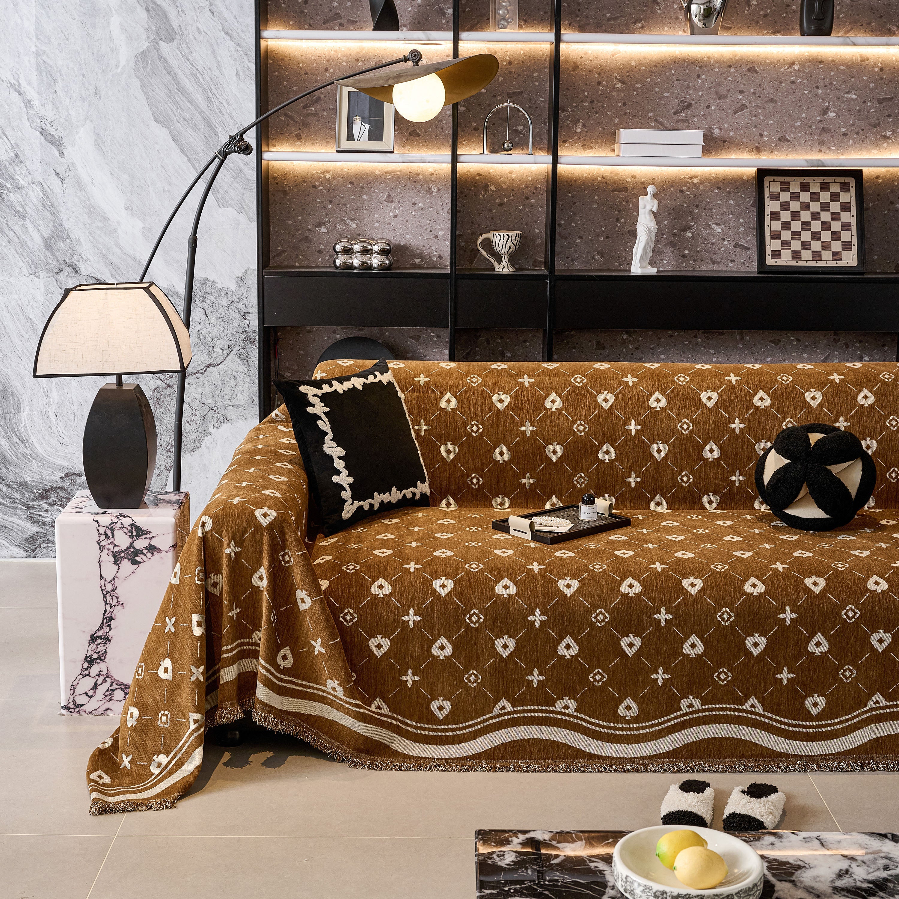Chenille Jacquard Sofa Throw Cover Blanket, Luxury Thick Woven Couch Cover for Sofa - Image 135