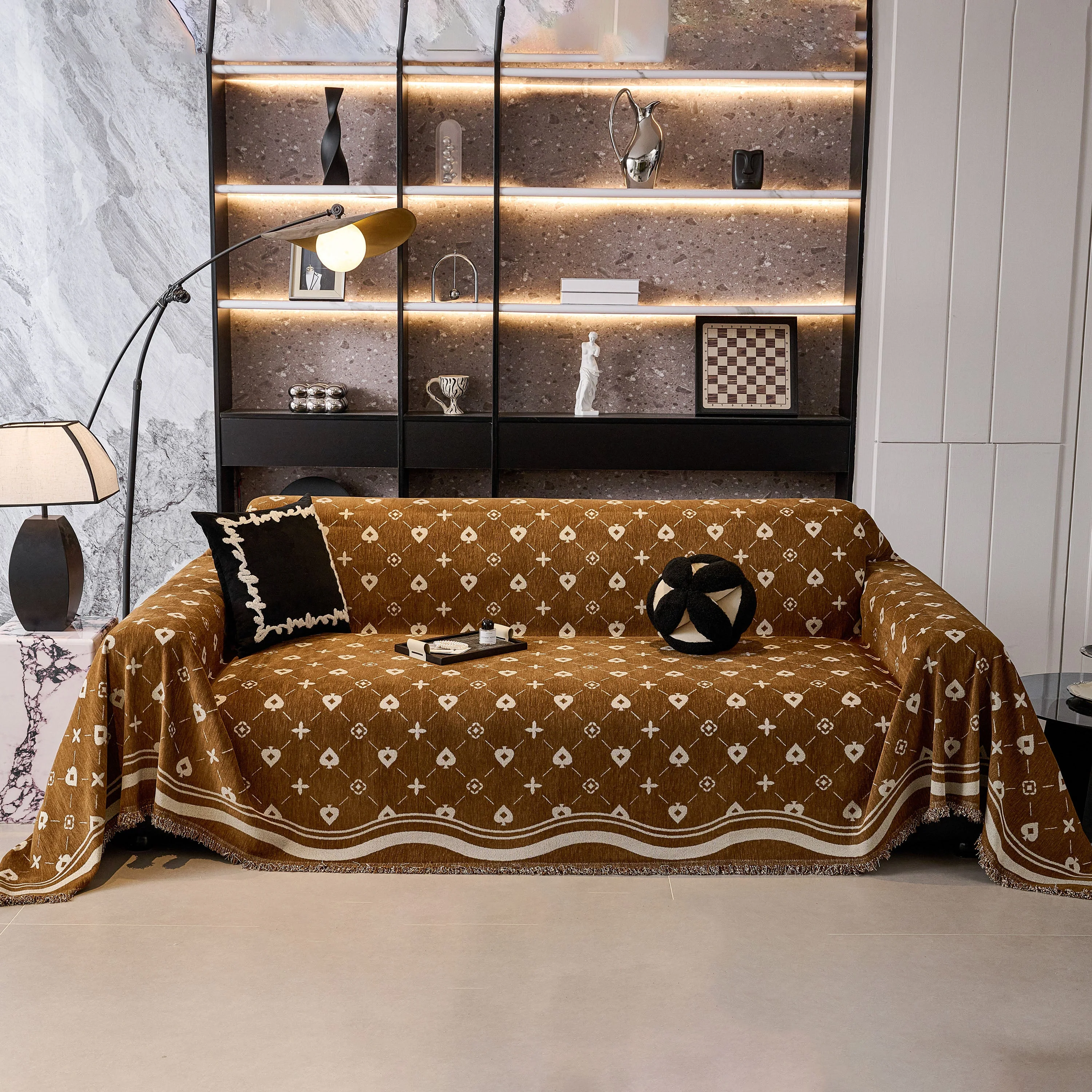 Chenille Jacquard Sofa Throw Cover Blanket, Luxury Thick Woven Couch Cover for Sofa - Image 136