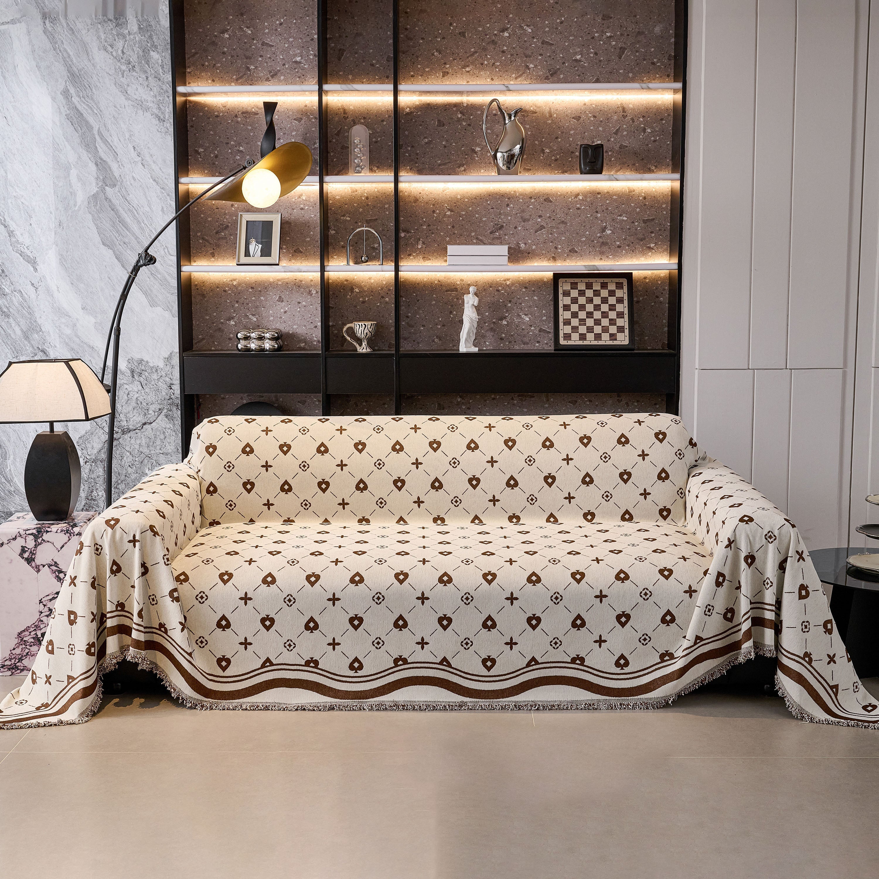 Chenille Jacquard Sofa Throw Cover Blanket, Luxury Thick Woven Couch Cover for Sofa - Image 2