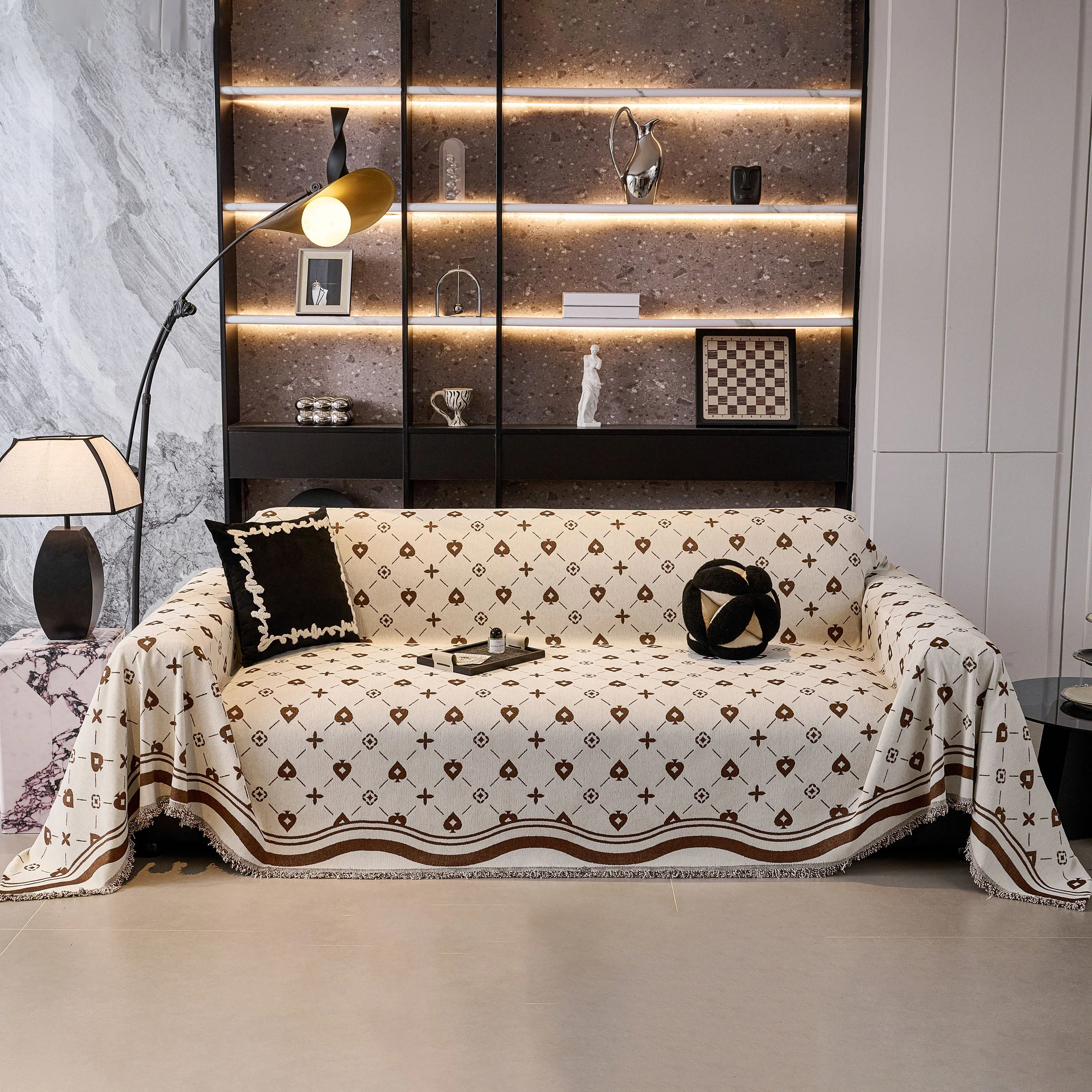 Chenille Jacquard Sofa Throw Cover Blanket, Luxury Thick Woven Couch Cover for Sofa - Image 26