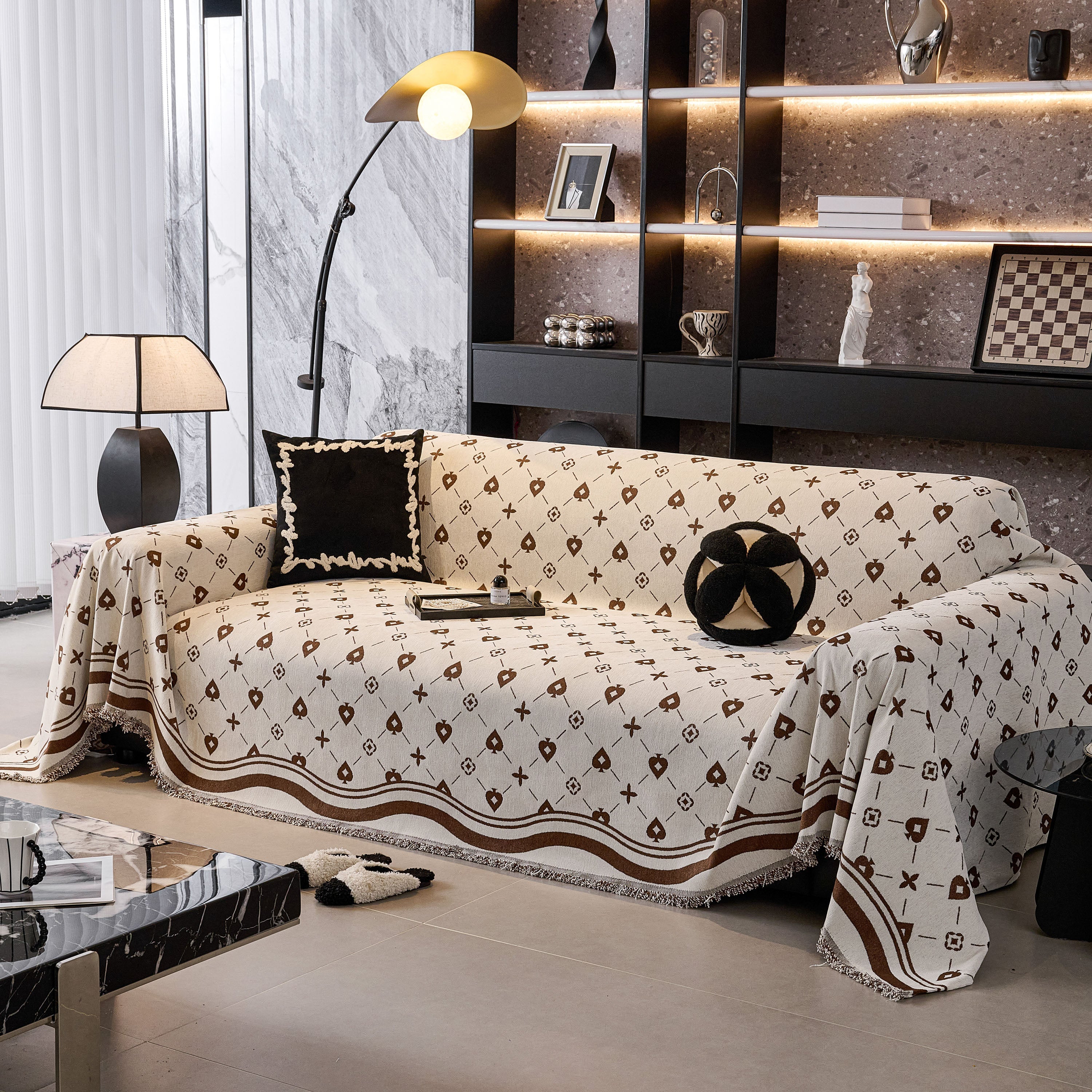 Chenille Jacquard Sofa Throw Cover Blanket, Luxury Thick Woven Couch Cover for Sofa - Image 3