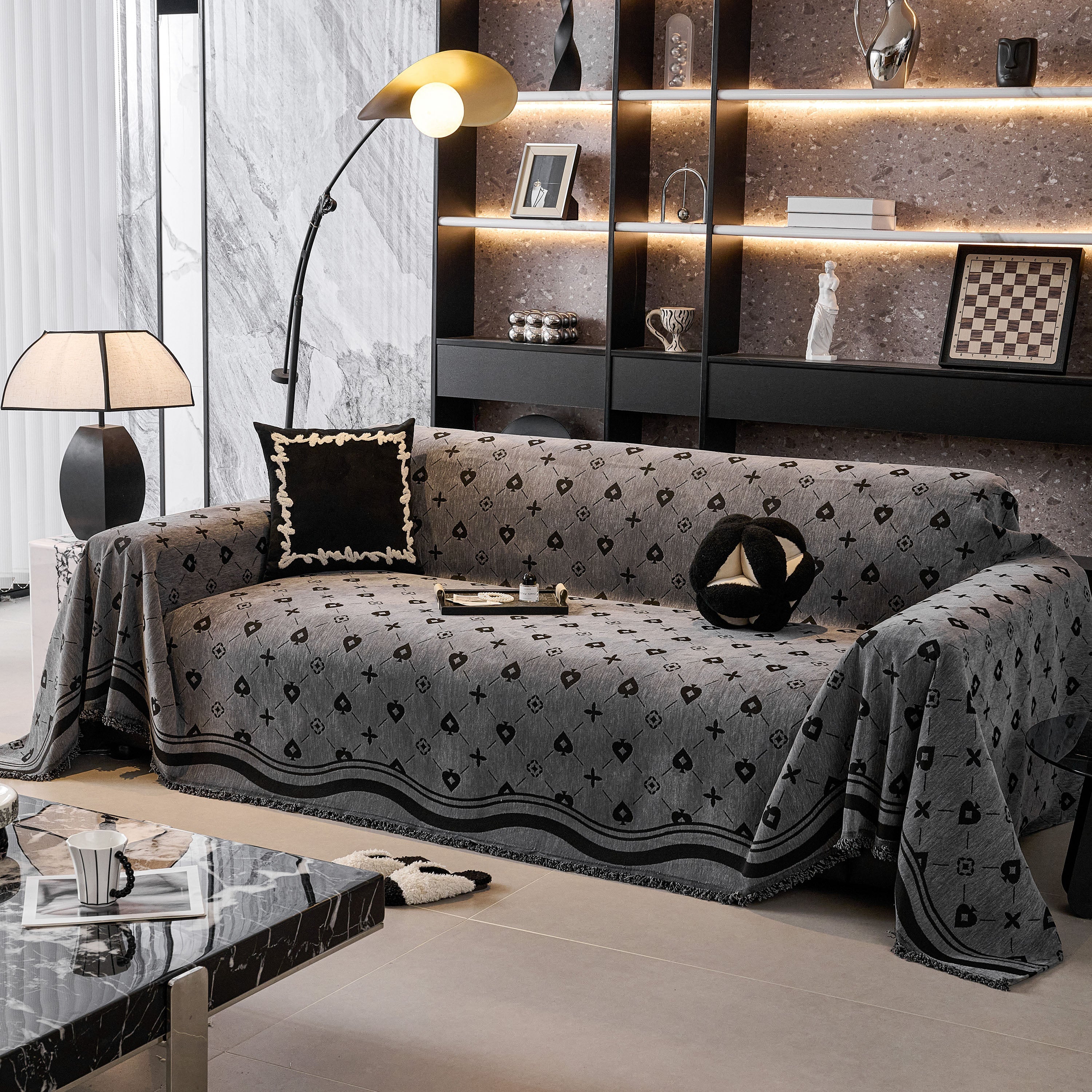 Chenille Jacquard Sofa Throw Cover Blanket, Luxury Thick Woven Couch Cover for Sofa - Image 30