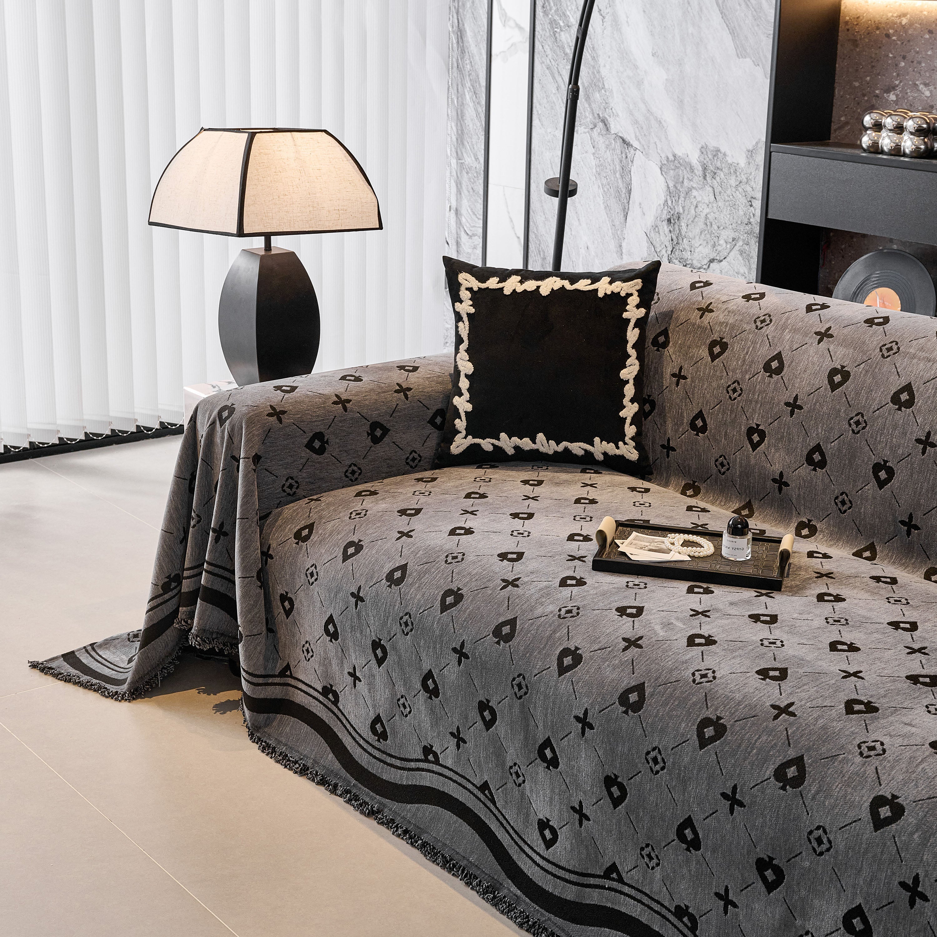 Chenille Jacquard Sofa Throw Cover Blanket, Luxury Thick Woven Couch Cover for Sofa - Image 34