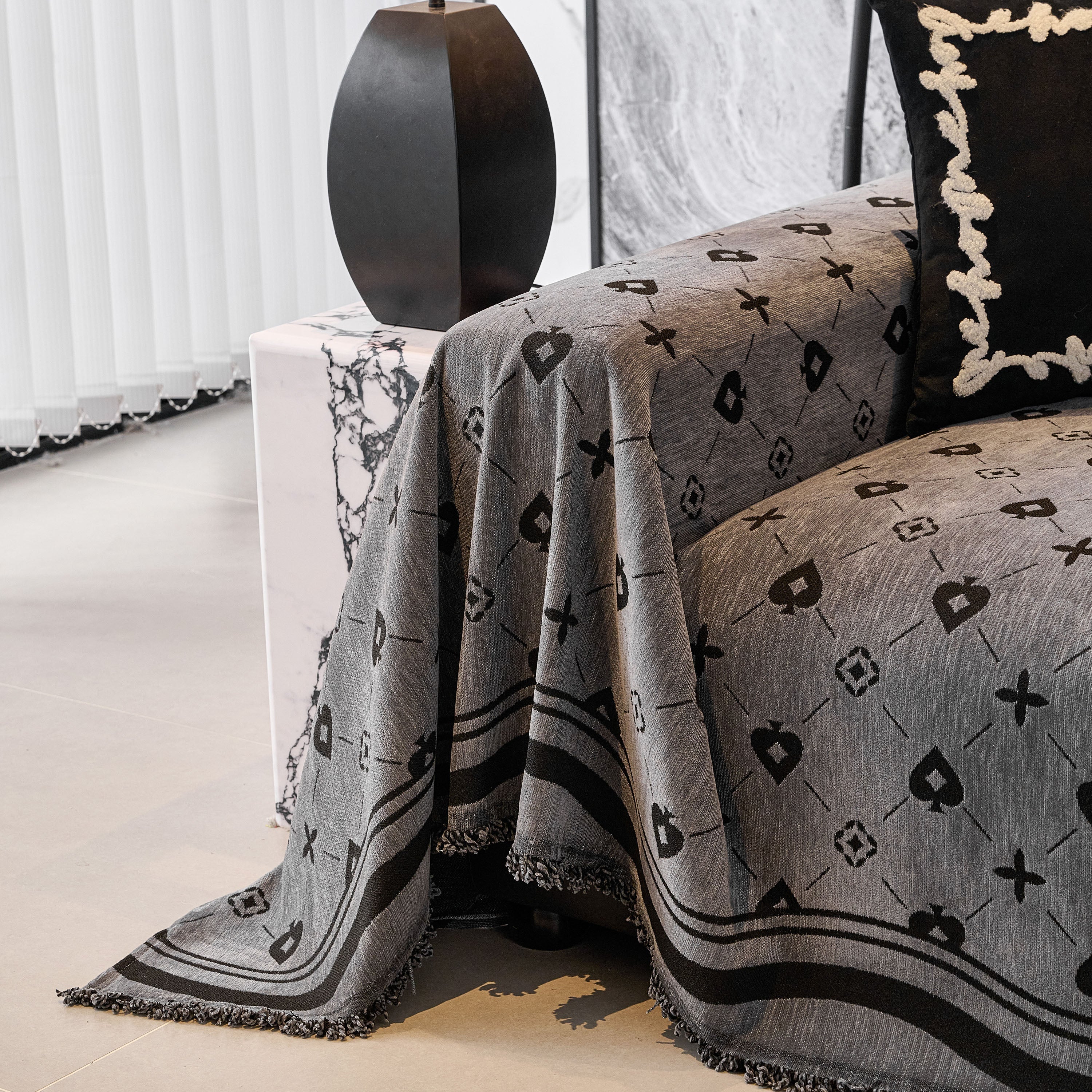 Chenille Jacquard Sofa Throw Cover Blanket, Luxury Thick Woven Couch Cover for Sofa - Image 35