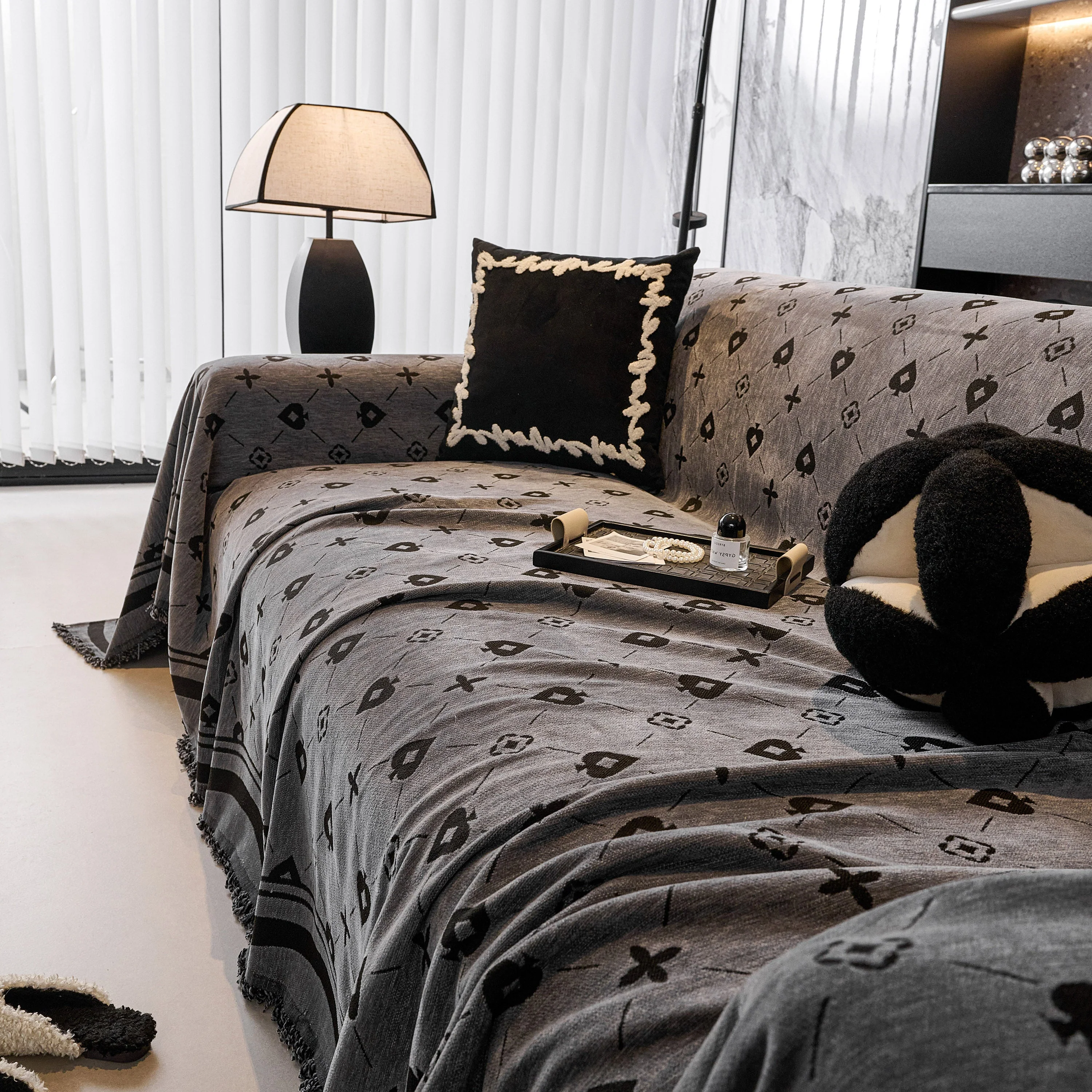 Chenille Jacquard Sofa Throw Cover Blanket, Luxury Thick Woven Couch Cover for Sofa - Image 42