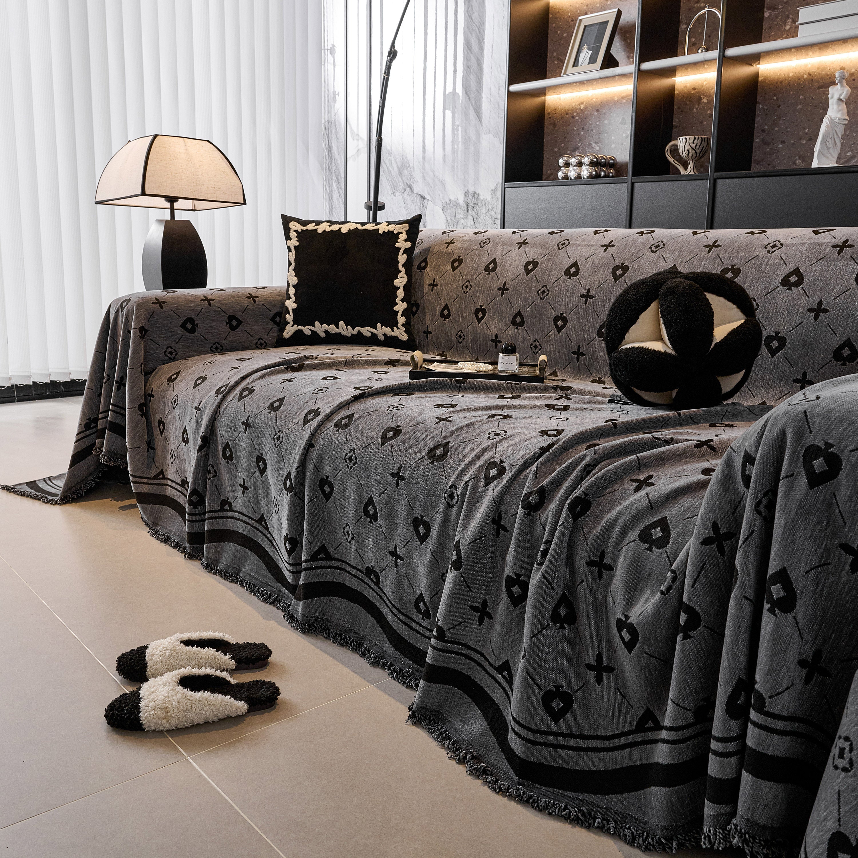 Chenille Jacquard Sofa Throw Cover Blanket, Luxury Thick Woven Couch Cover for Sofa - Image 43