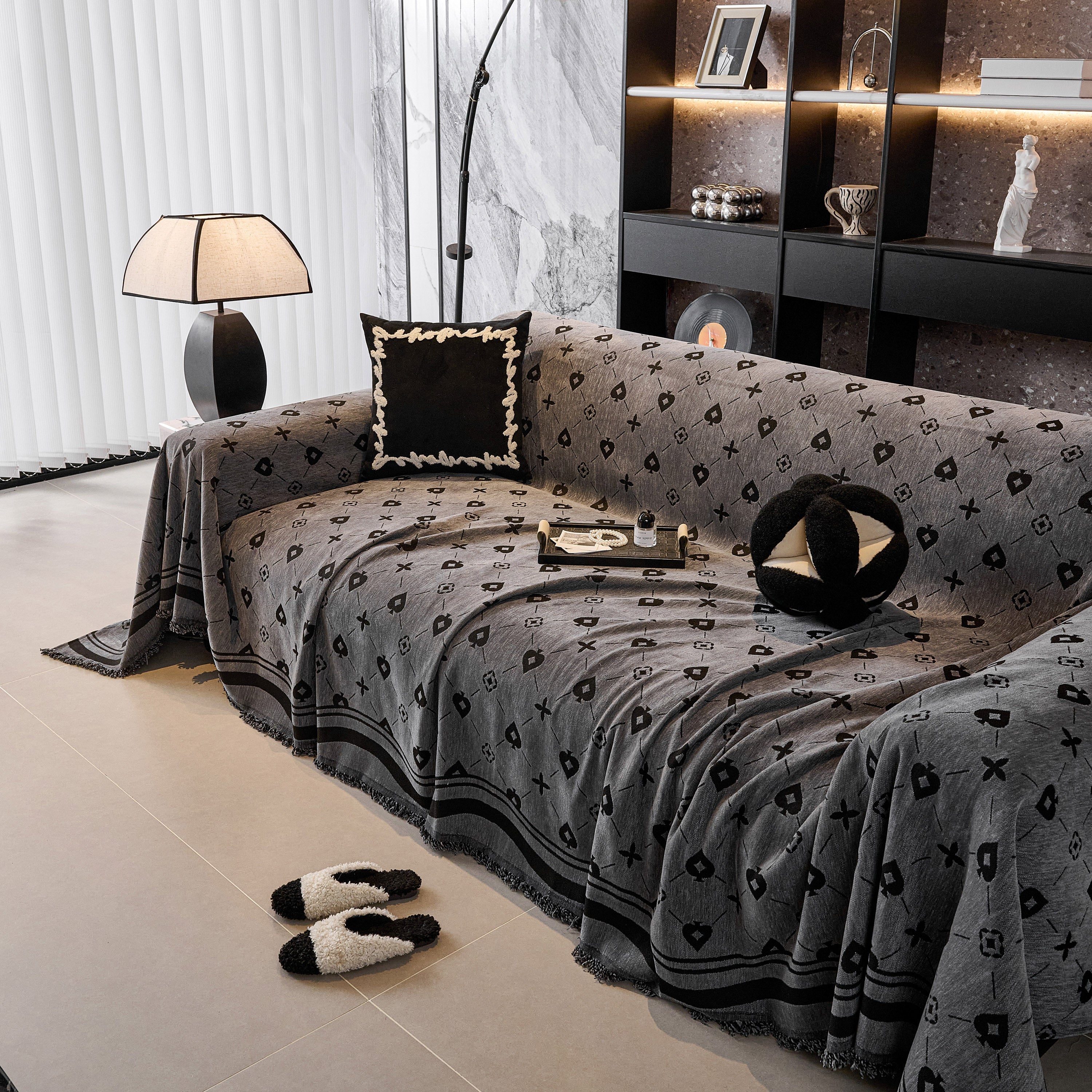 Chenille Jacquard Sofa Throw Cover Blanket, Luxury Thick Woven Couch Cover for Sofa - Image 44