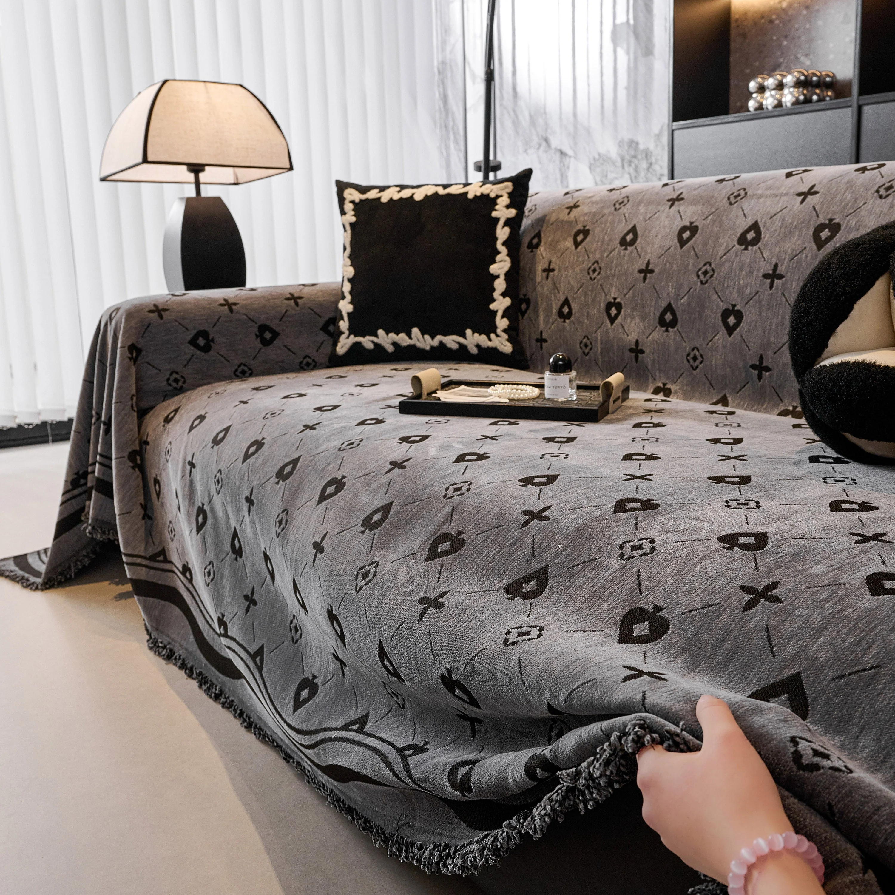 Chenille Jacquard Sofa Throw Cover Blanket, Luxury Thick Woven Couch Cover for Sofa - Image 46