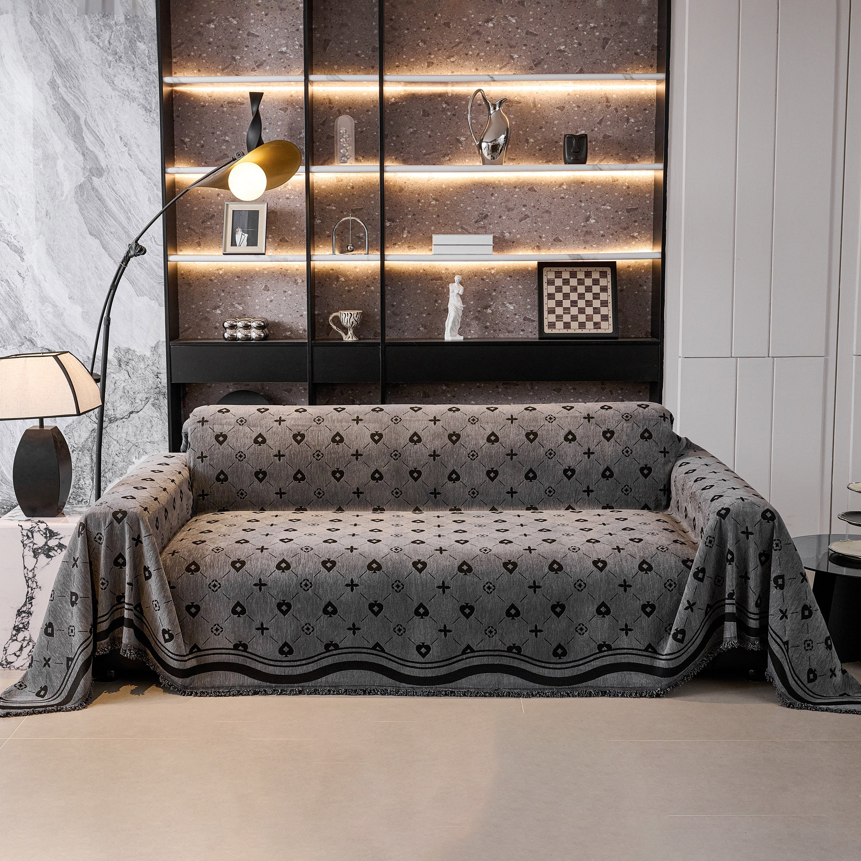 Chenille Jacquard Sofa Throw Cover Blanket, Luxury Thick Woven Couch Cover for Sofa - Image 56