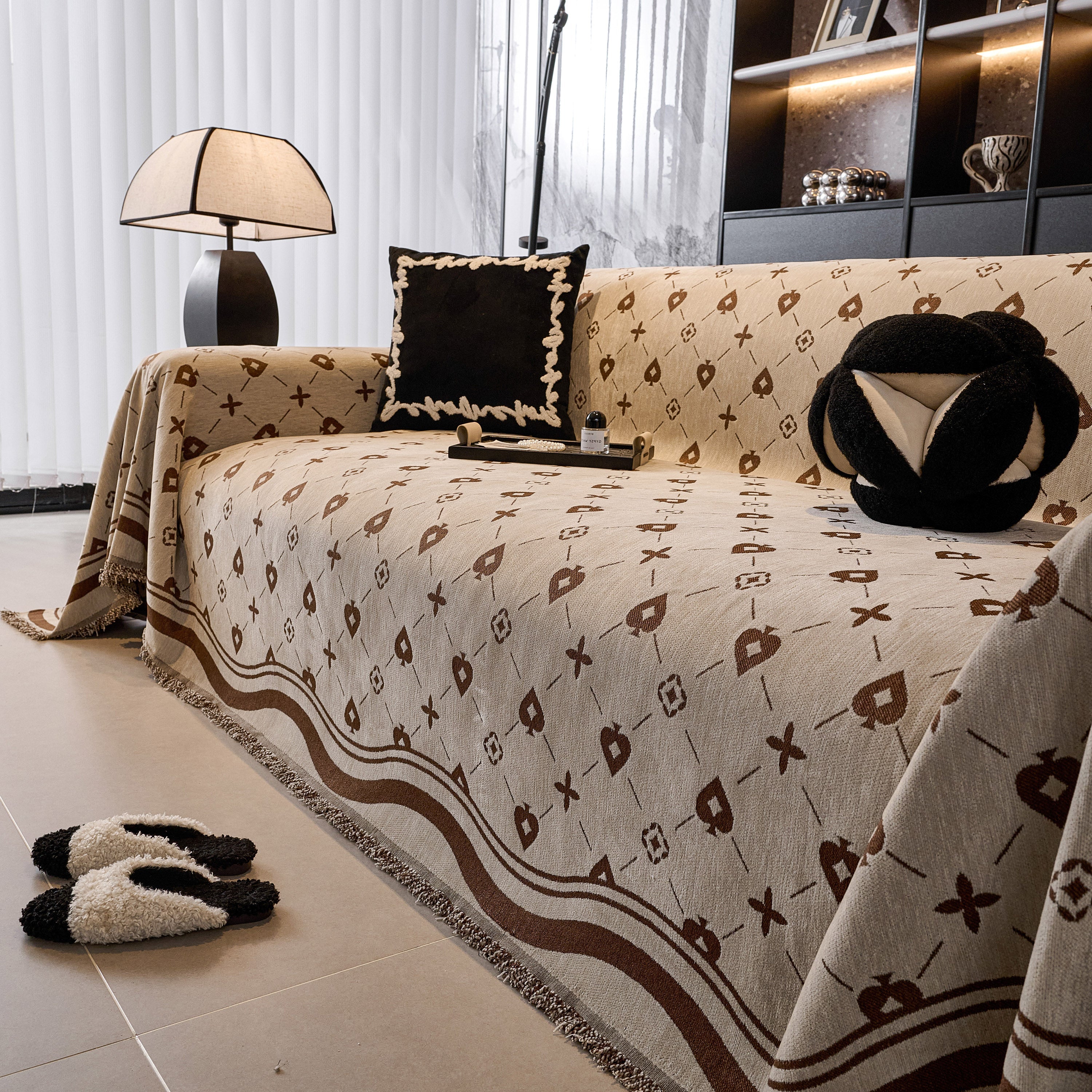 Chenille Jacquard Sofa Throw Cover Blanket, Luxury Thick Woven Couch Cover for Sofa - Image 58