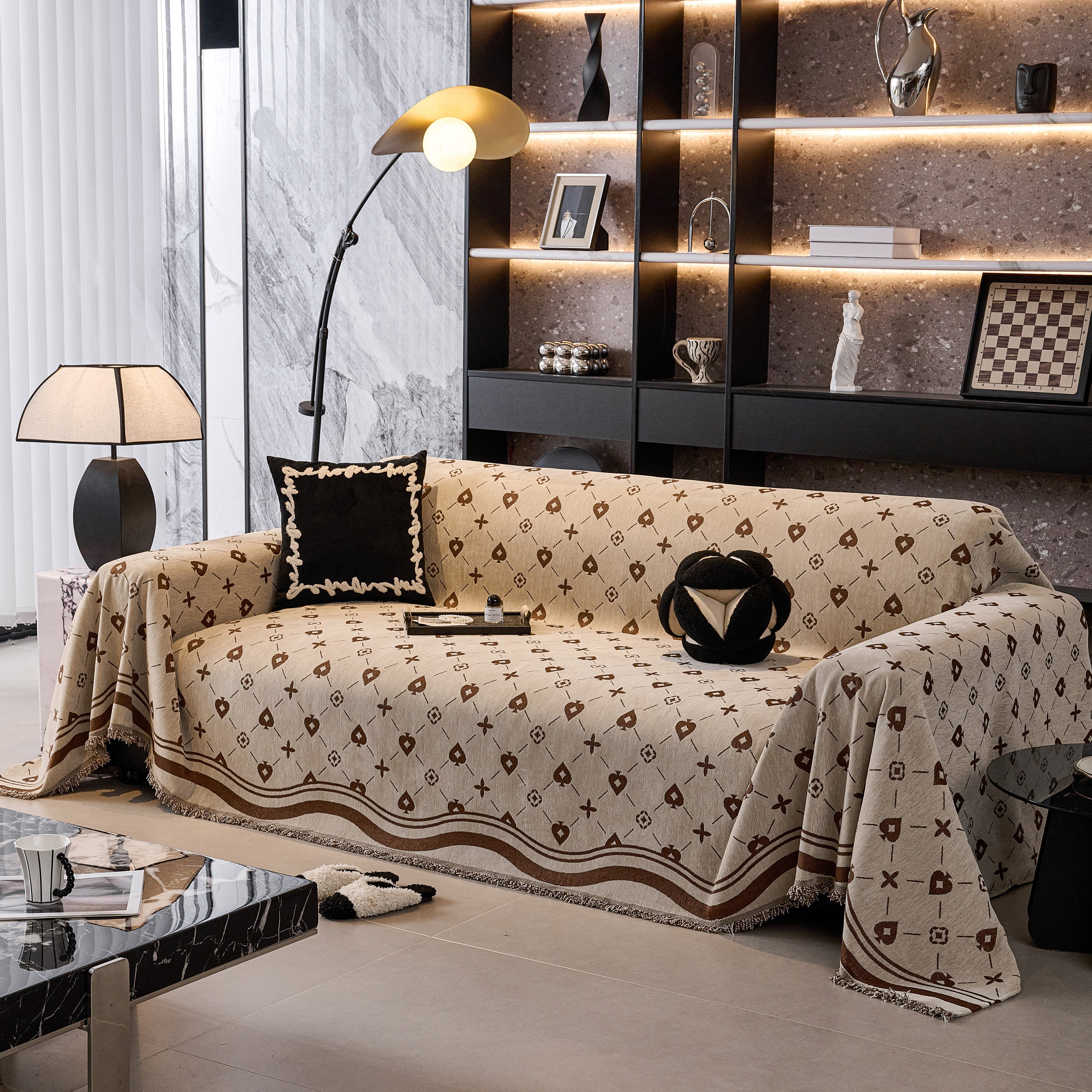 Chenille Jacquard Sofa Throw Cover Blanket, Luxury Thick Woven Couch Cover for Sofa - Image 60