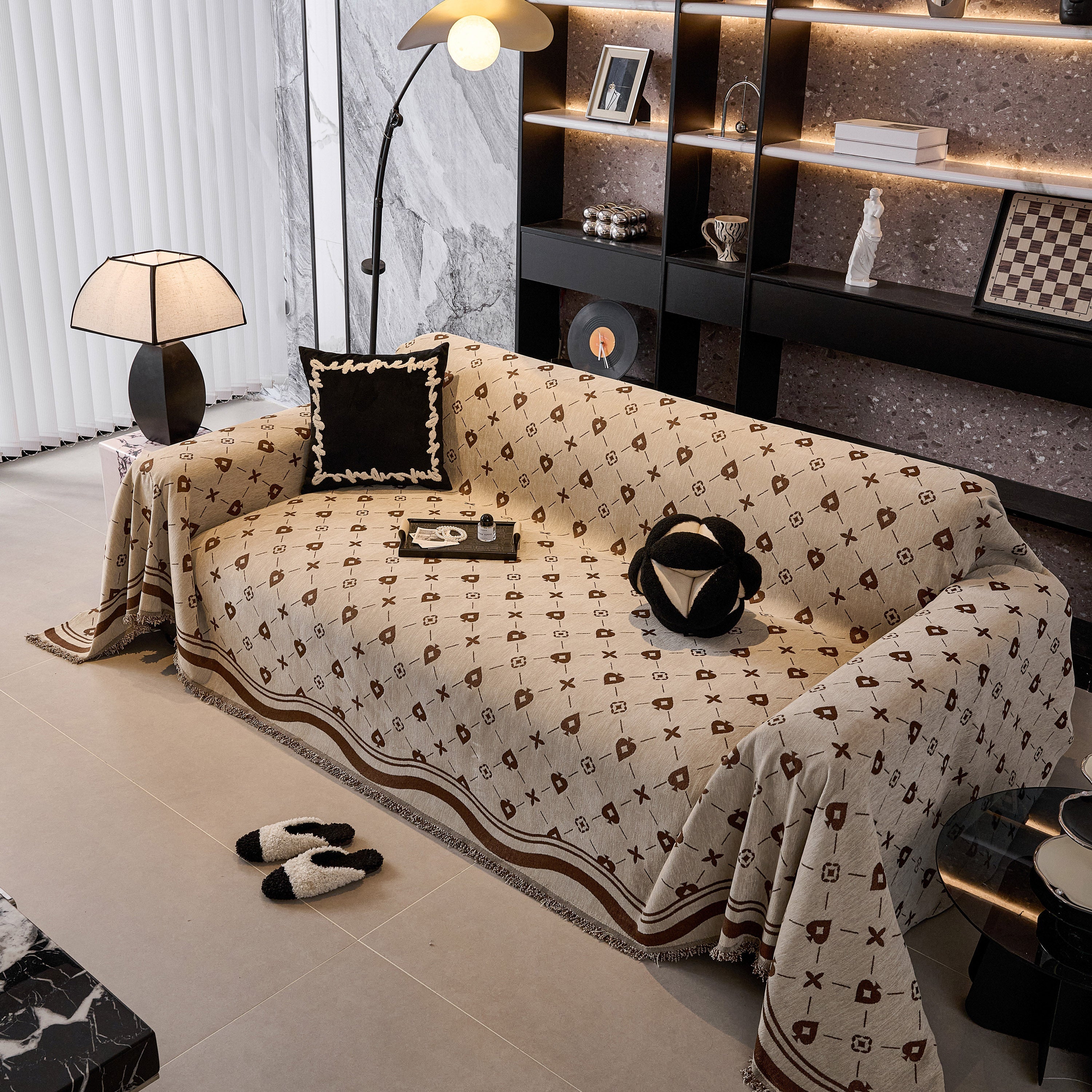 Chenille Jacquard Sofa Throw Cover Blanket, Luxury Thick Woven Couch Cover for Sofa - Image 61