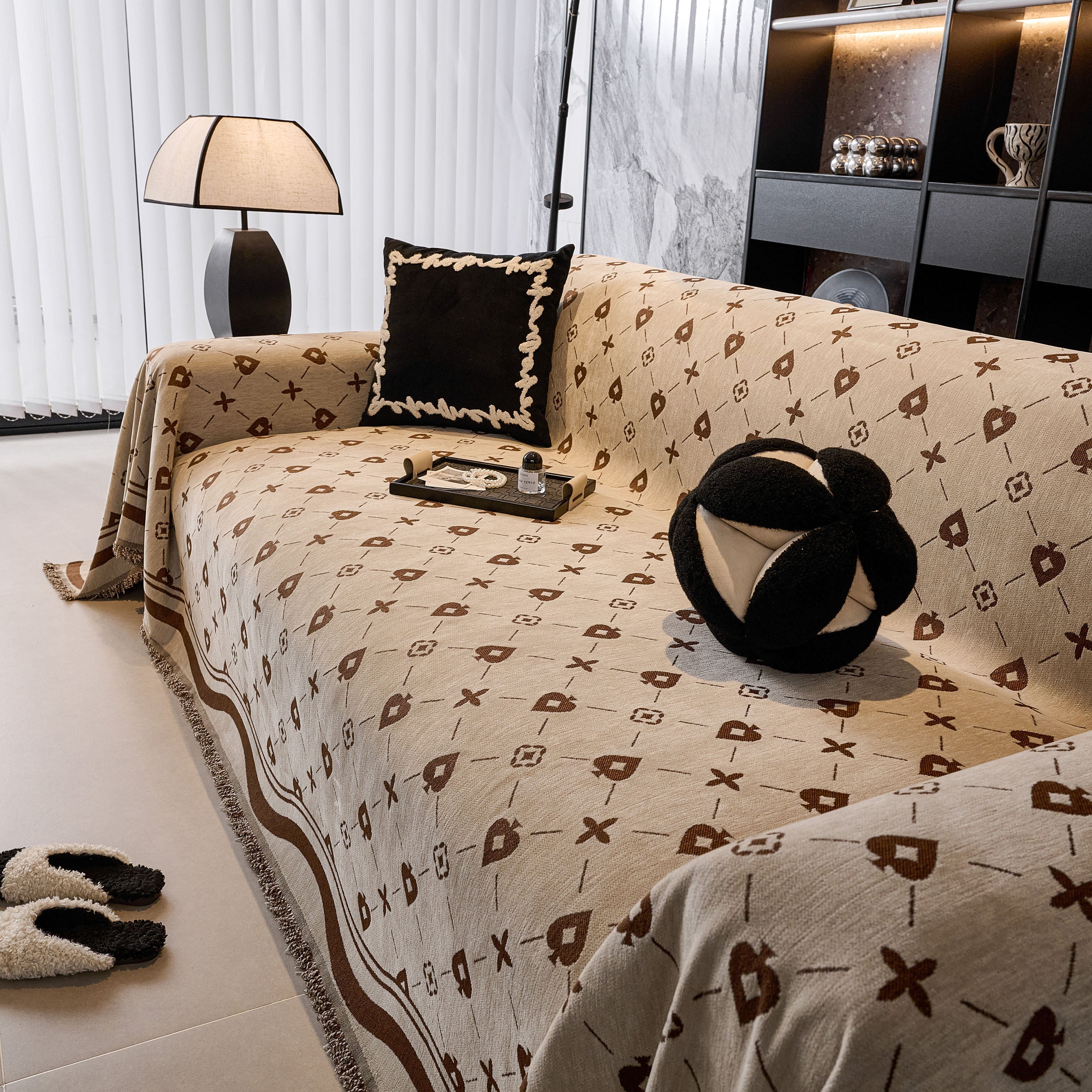 Chenille Jacquard Sofa Throw Cover Blanket, Luxury Thick Woven Couch Cover for Sofa - Image 63