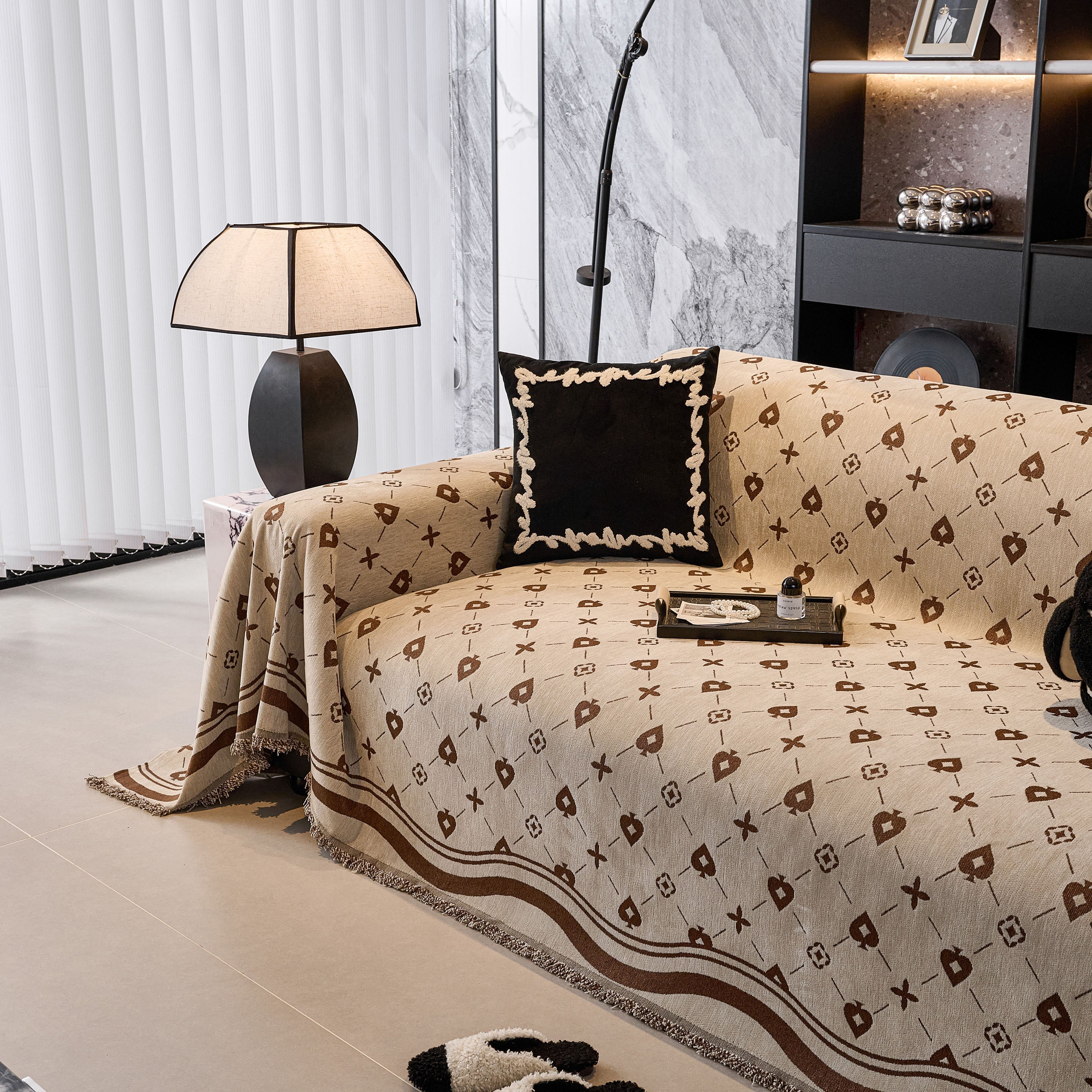 Chenille Jacquard Sofa Throw Cover Blanket, Luxury Thick Woven Couch Cover for Sofa - Image 64