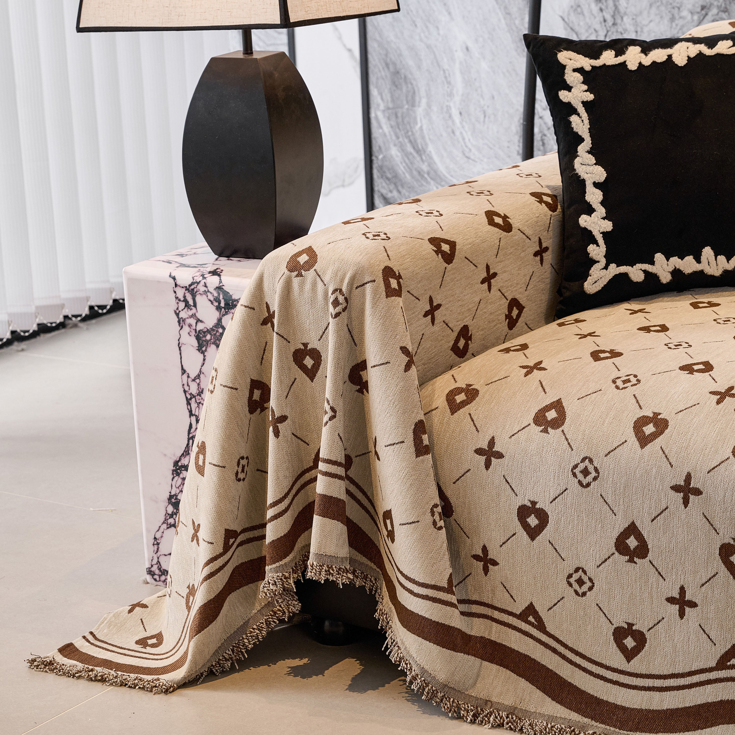 Chenille Jacquard Sofa Throw Cover Blanket, Luxury Thick Woven Couch Cover for Sofa - Image 65
