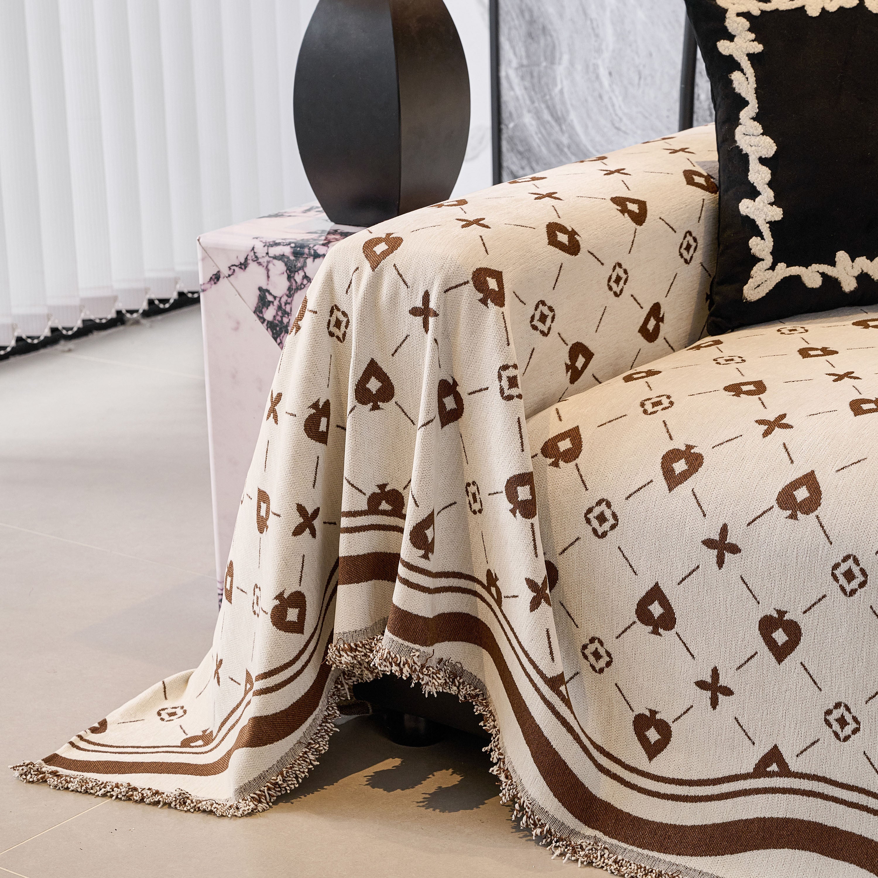 Chenille Jacquard Sofa Throw Cover Blanket, Luxury Thick Woven Couch Cover for Sofa - Image 7