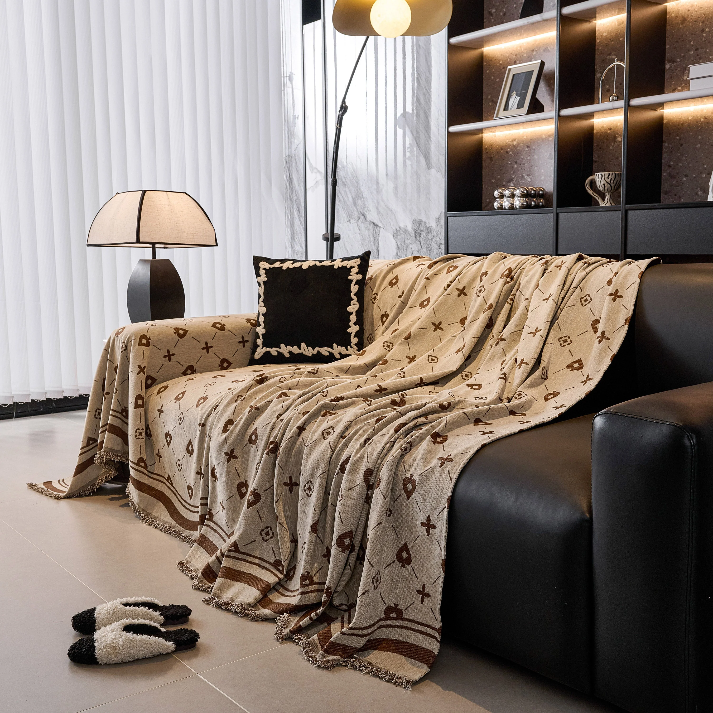 Chenille Jacquard Sofa Throw Cover Blanket, Luxury Thick Woven Couch Cover for Sofa - Image 70