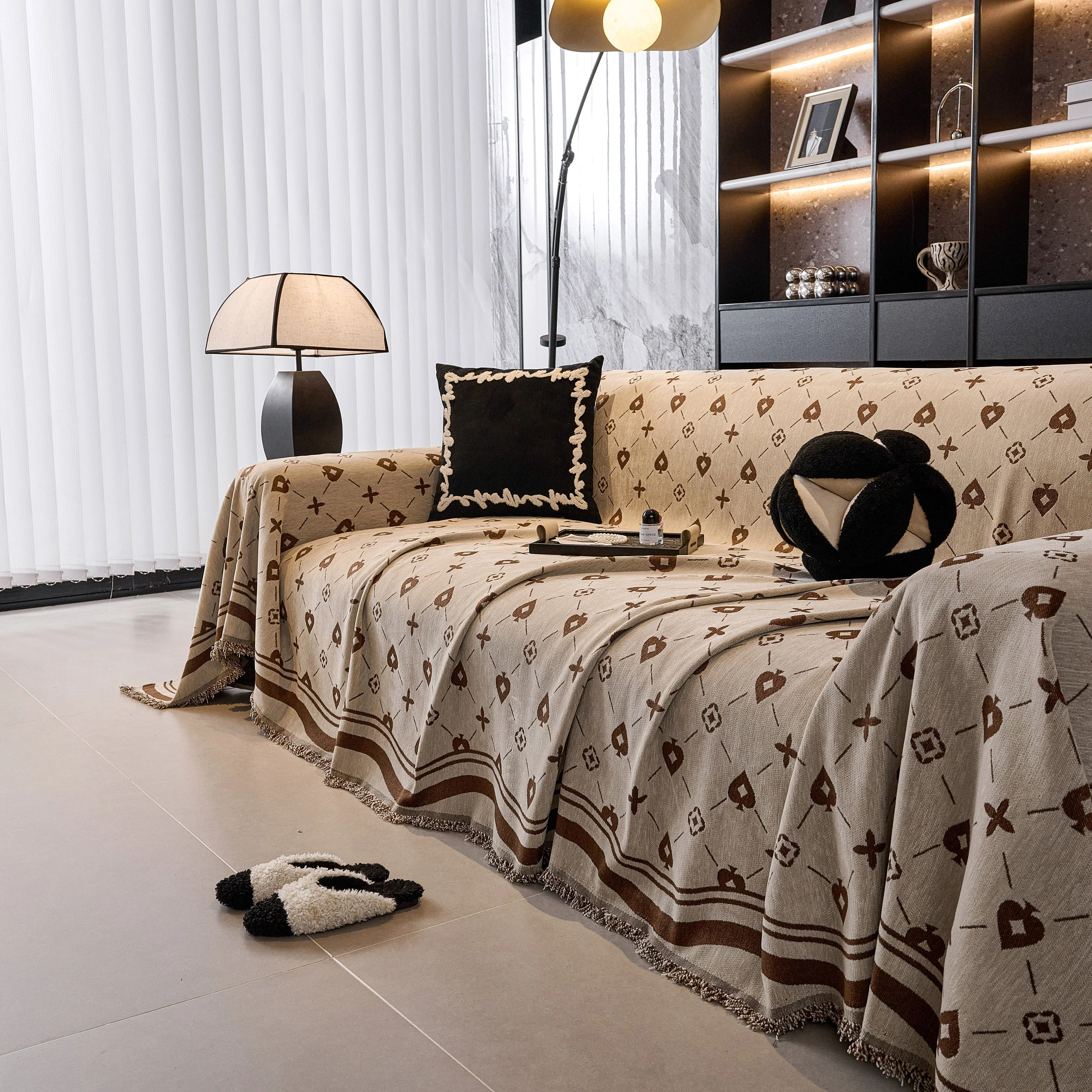 Chenille Jacquard Sofa Throw Cover Blanket, Luxury Thick Woven Couch Cover for Sofa - Image 73