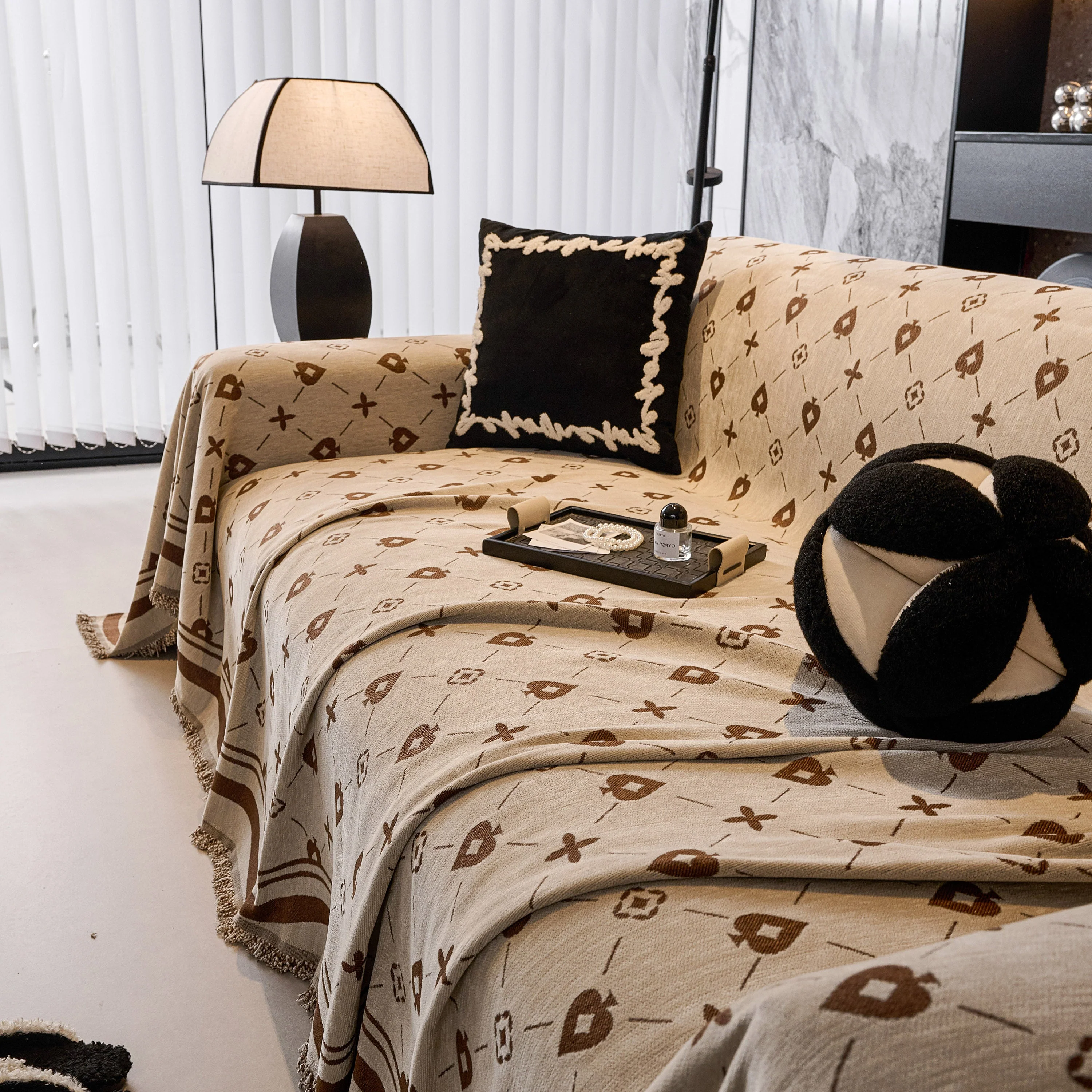 Chenille Jacquard Sofa Throw Cover Blanket, Luxury Thick Woven Couch Cover for Sofa - Image 74
