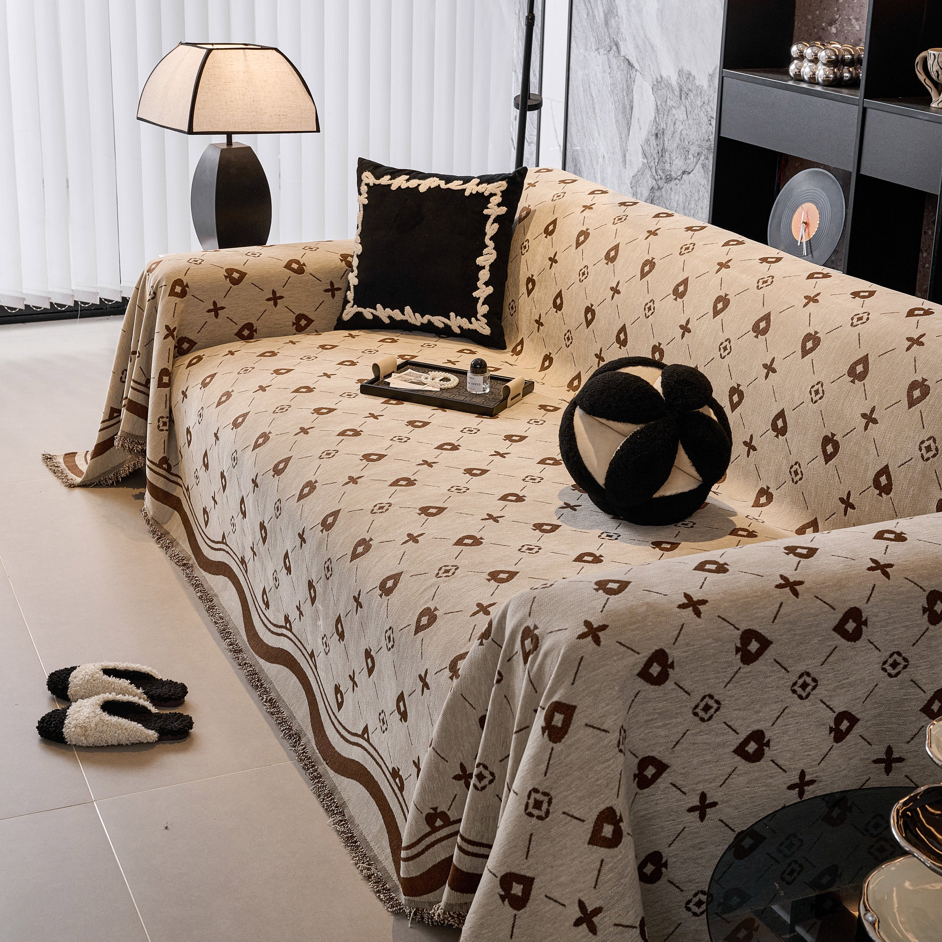 Chenille Jacquard Sofa Throw Cover Blanket, Luxury Thick Woven Couch Cover for Sofa - Image 80