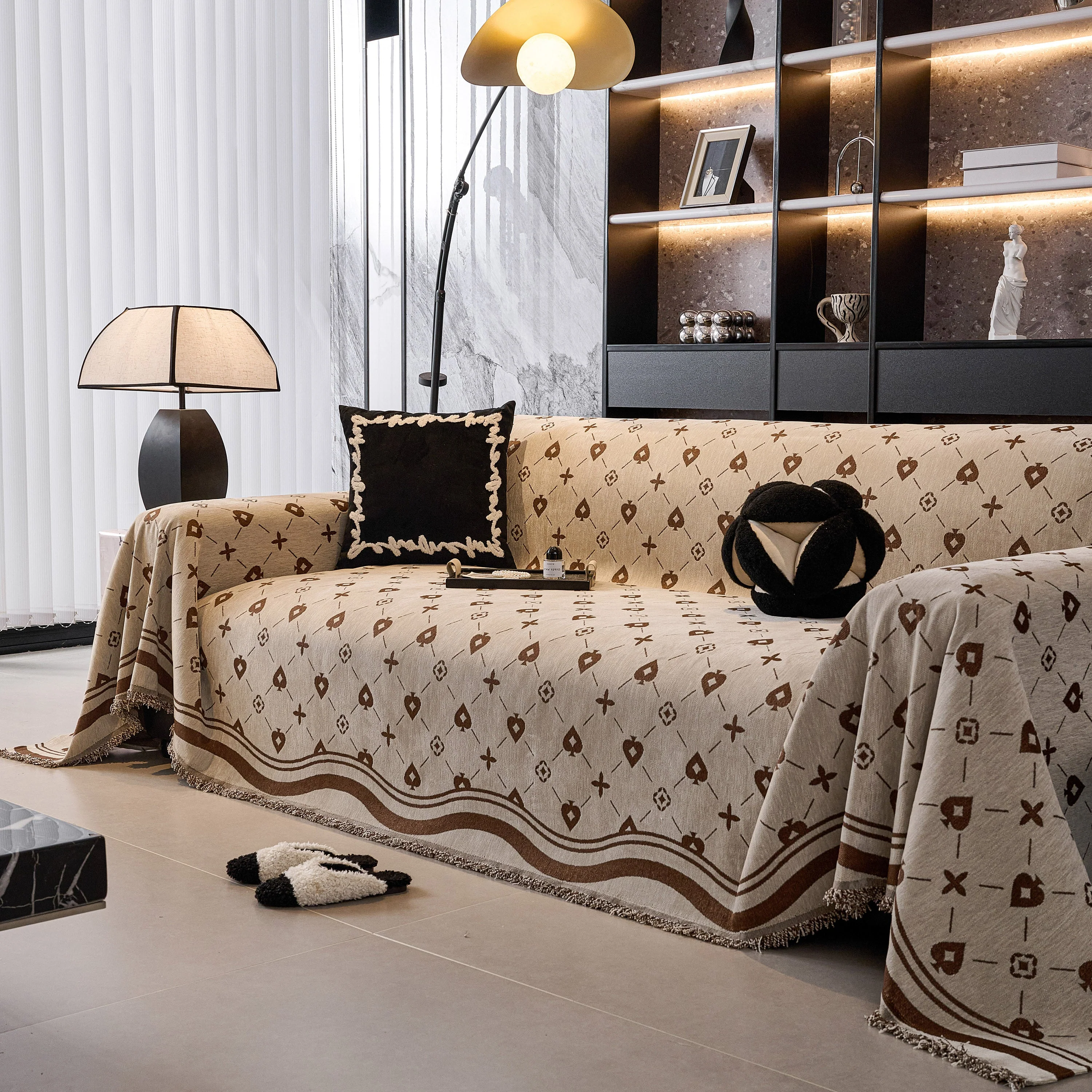 Chenille Jacquard Sofa Throw Cover Blanket, Luxury Thick Woven Couch Cover for Sofa - Image 81
