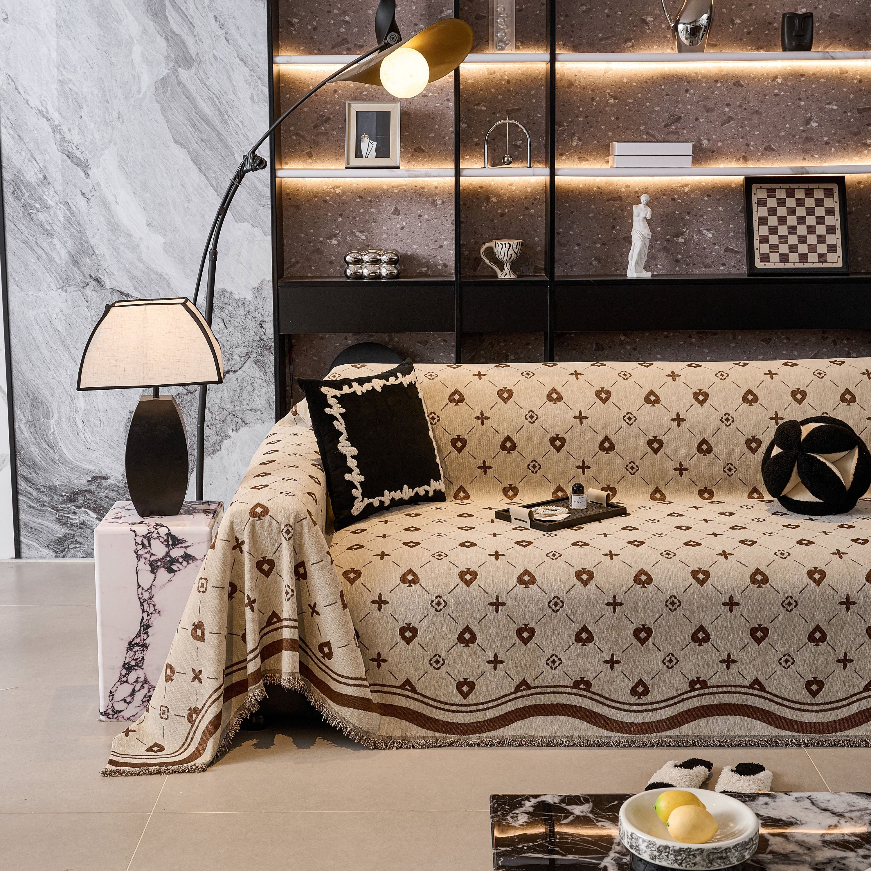 Chenille Jacquard Sofa Throw Cover Blanket, Luxury Thick Woven Couch Cover for Sofa - Image 82