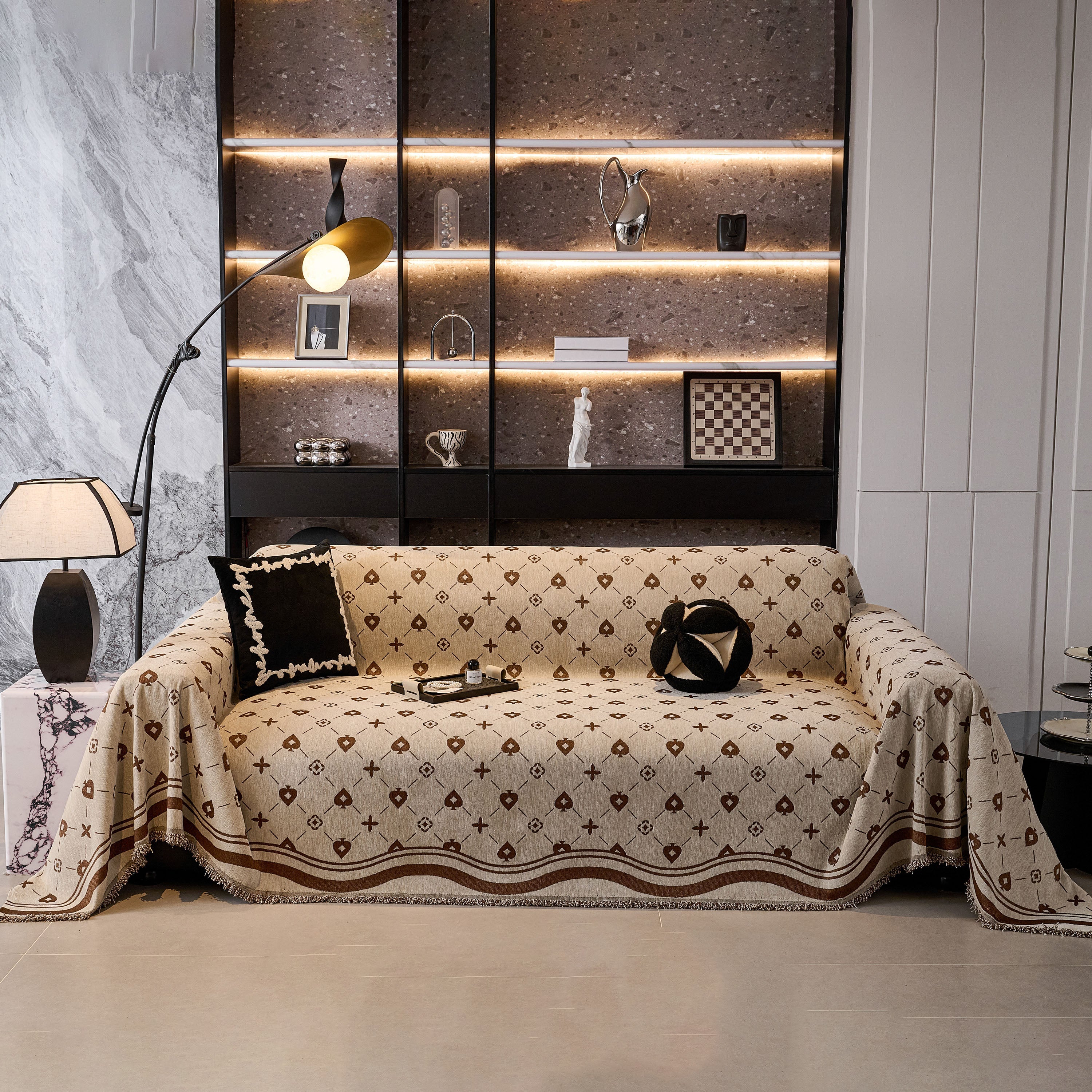 Chenille Jacquard Sofa Throw Cover Blanket, Luxury Thick Woven Couch Cover for Sofa - Image 83