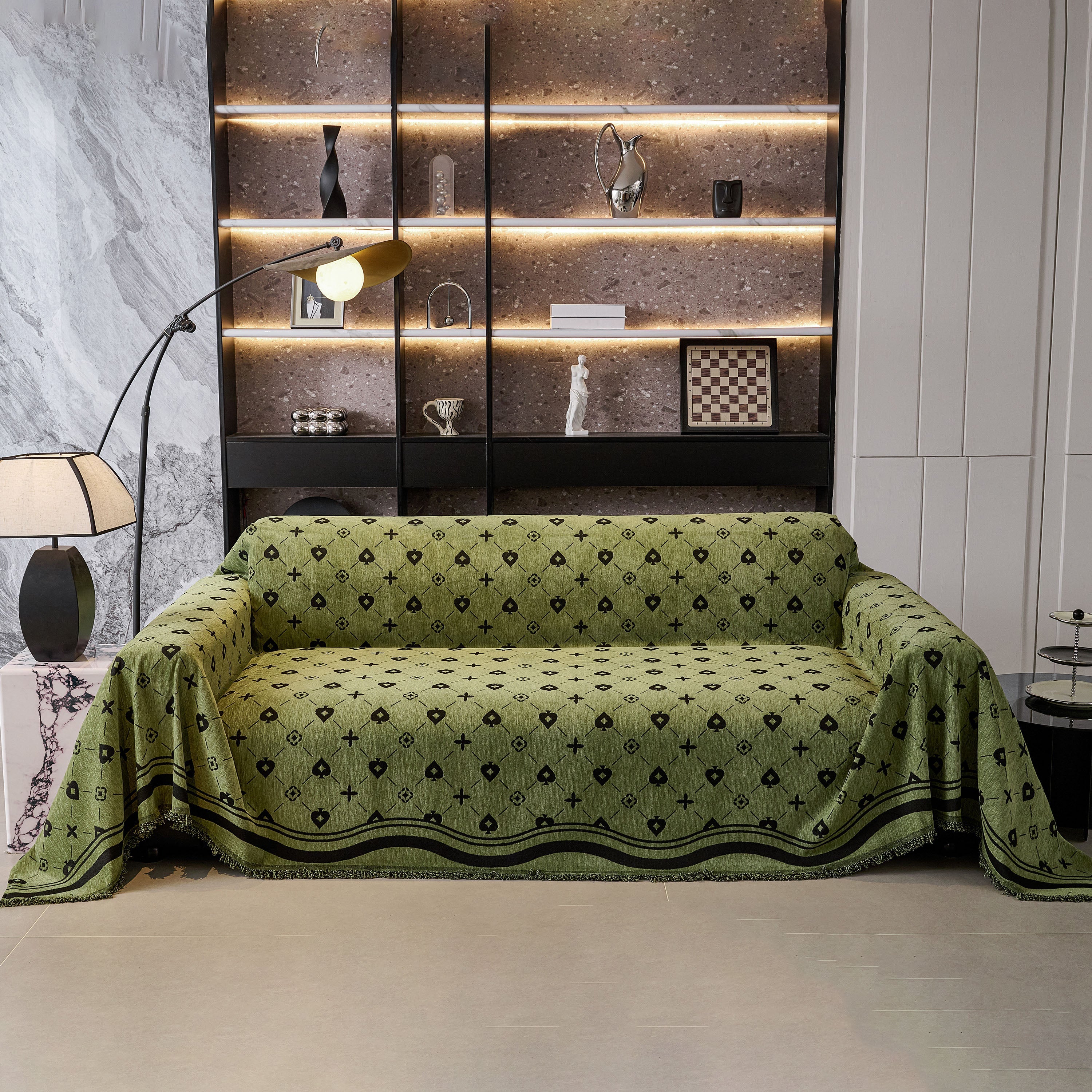 Chenille Jacquard Sofa Throw Cover Blanket, Luxury Thick Woven Couch Cover for Sofa - Image 85