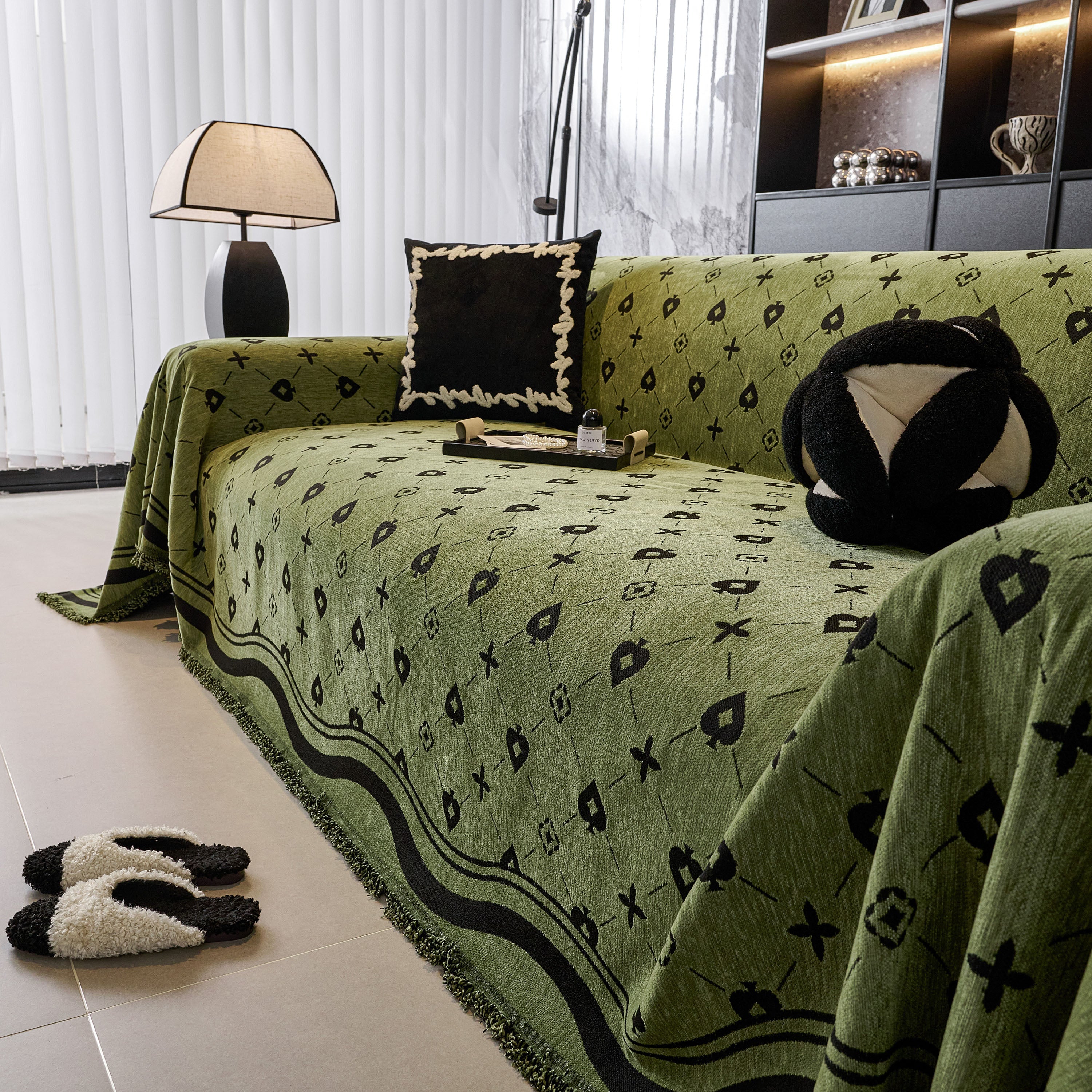 Chenille Jacquard Sofa Throw Cover Blanket, Luxury Thick Woven Couch Cover for Sofa - Image 86
