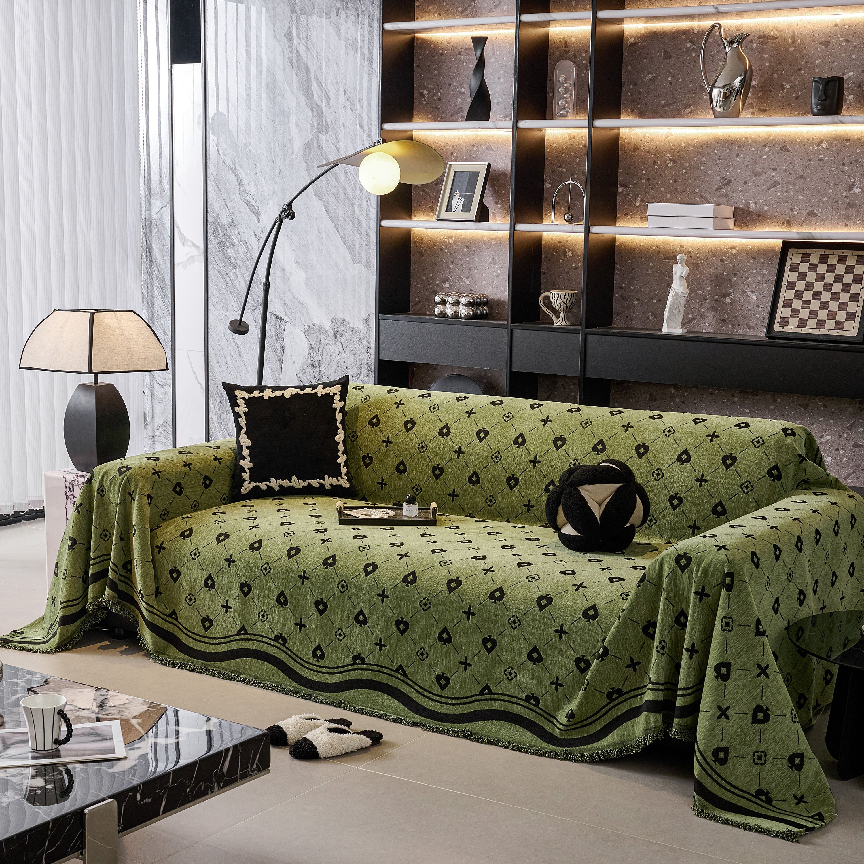 Chenille Jacquard Sofa Throw Cover Blanket, Luxury Thick Woven Couch Cover for Sofa - Image 87