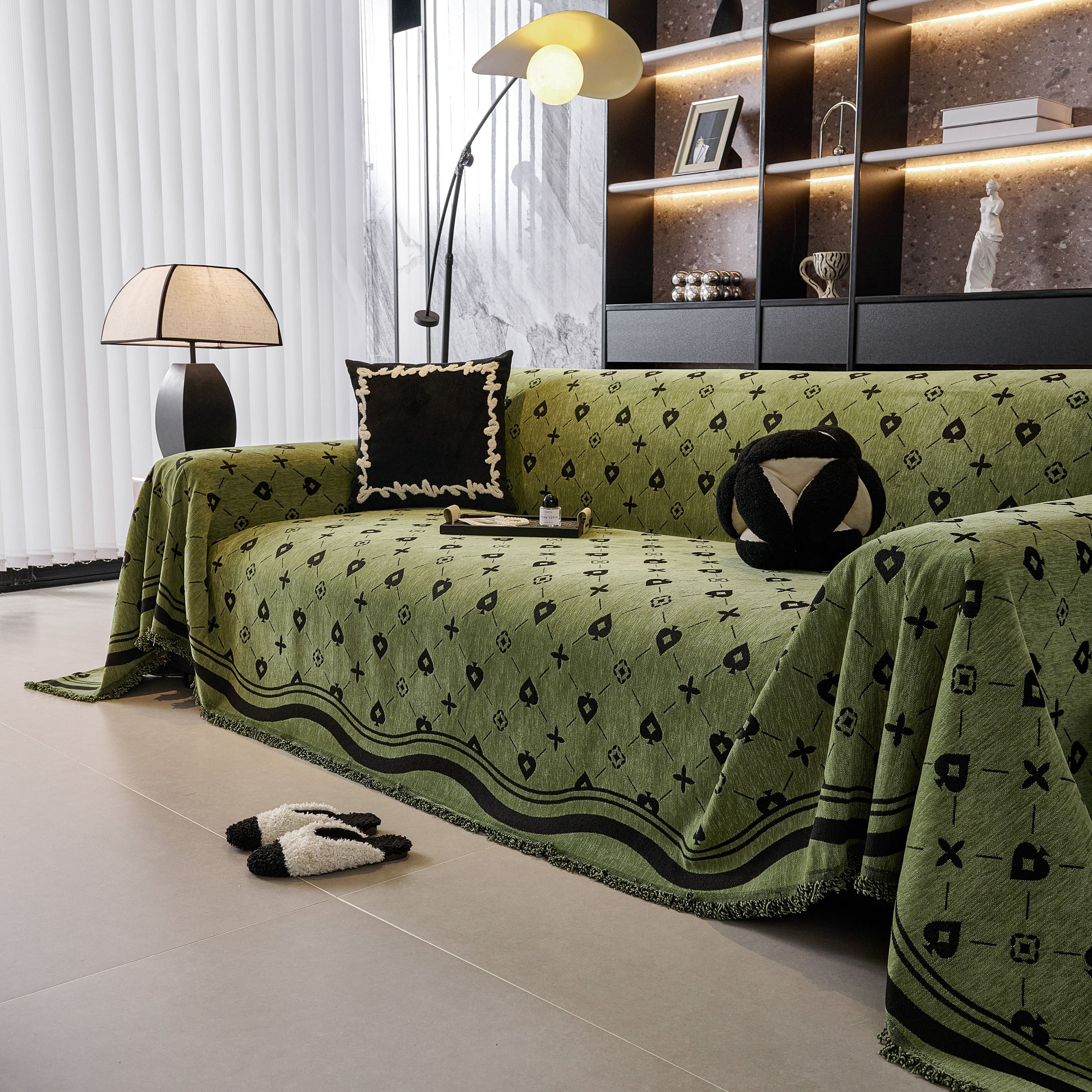 Chenille Jacquard Sofa Throw Cover Blanket, Luxury Thick Woven Couch Cover for Sofa - Image 88