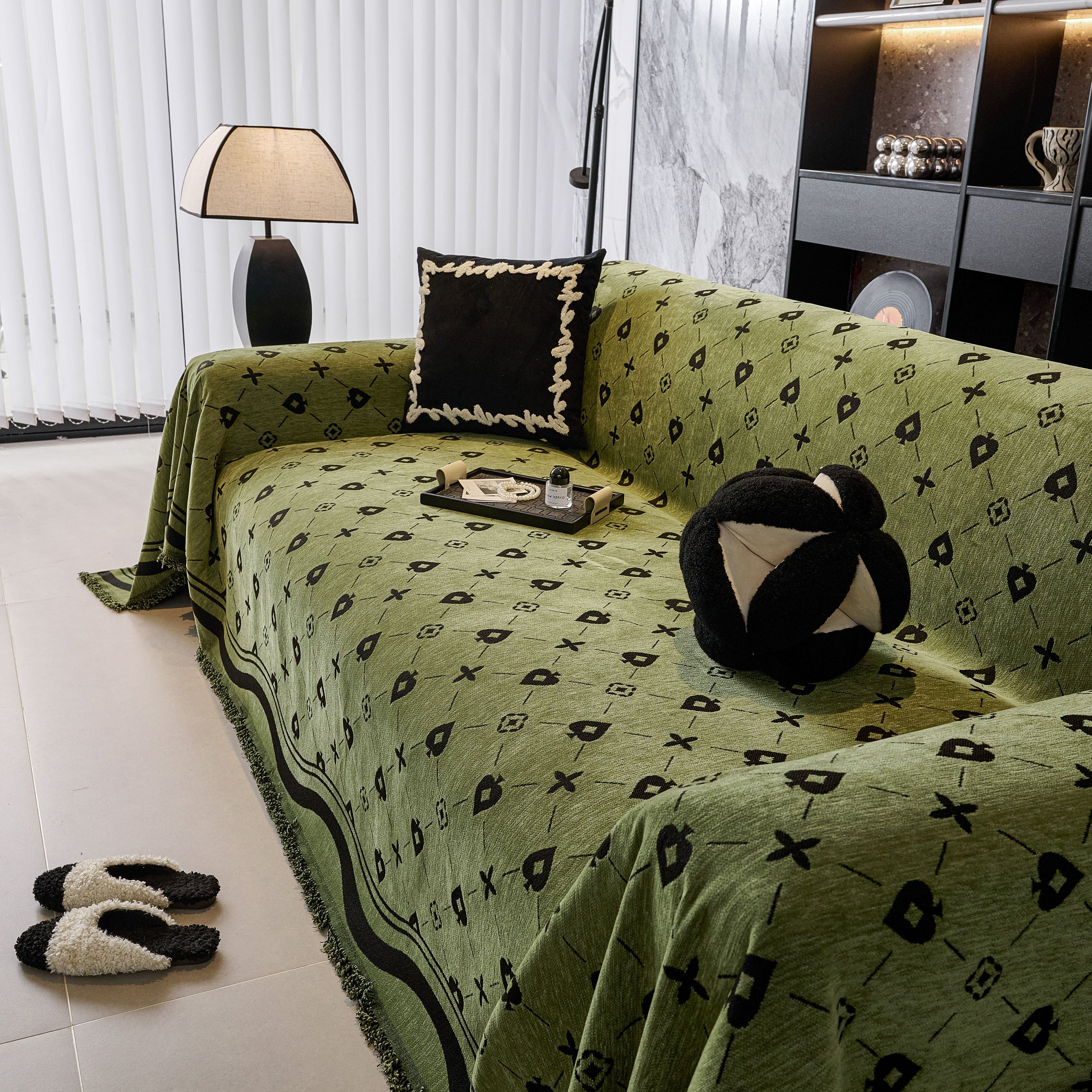 Chenille Jacquard Sofa Throw Cover Blanket, Luxury Thick Woven Couch Cover for Sofa - Image 89