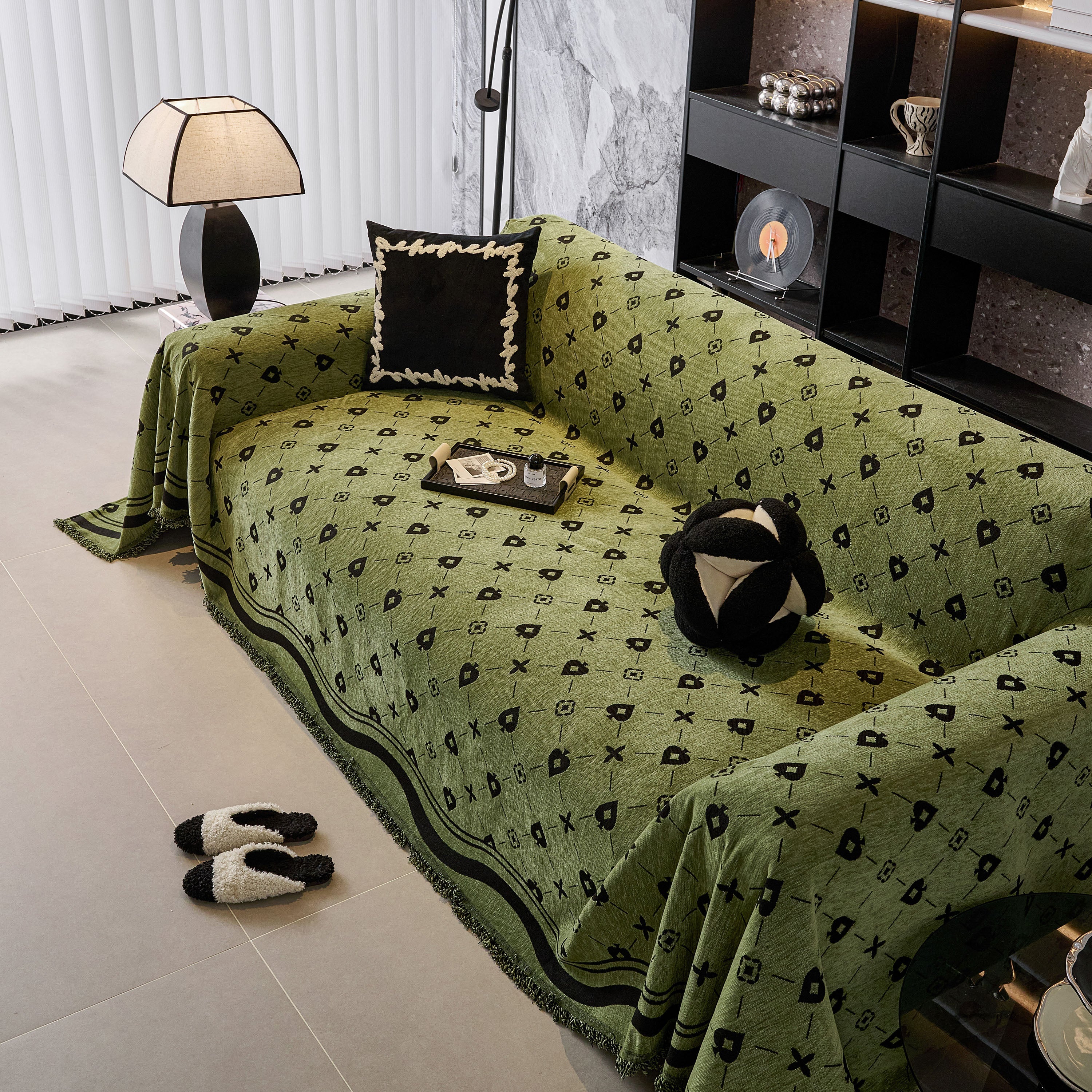 Chenille Jacquard Sofa Throw Cover Blanket, Luxury Thick Woven Couch Cover for Sofa - Image 90
