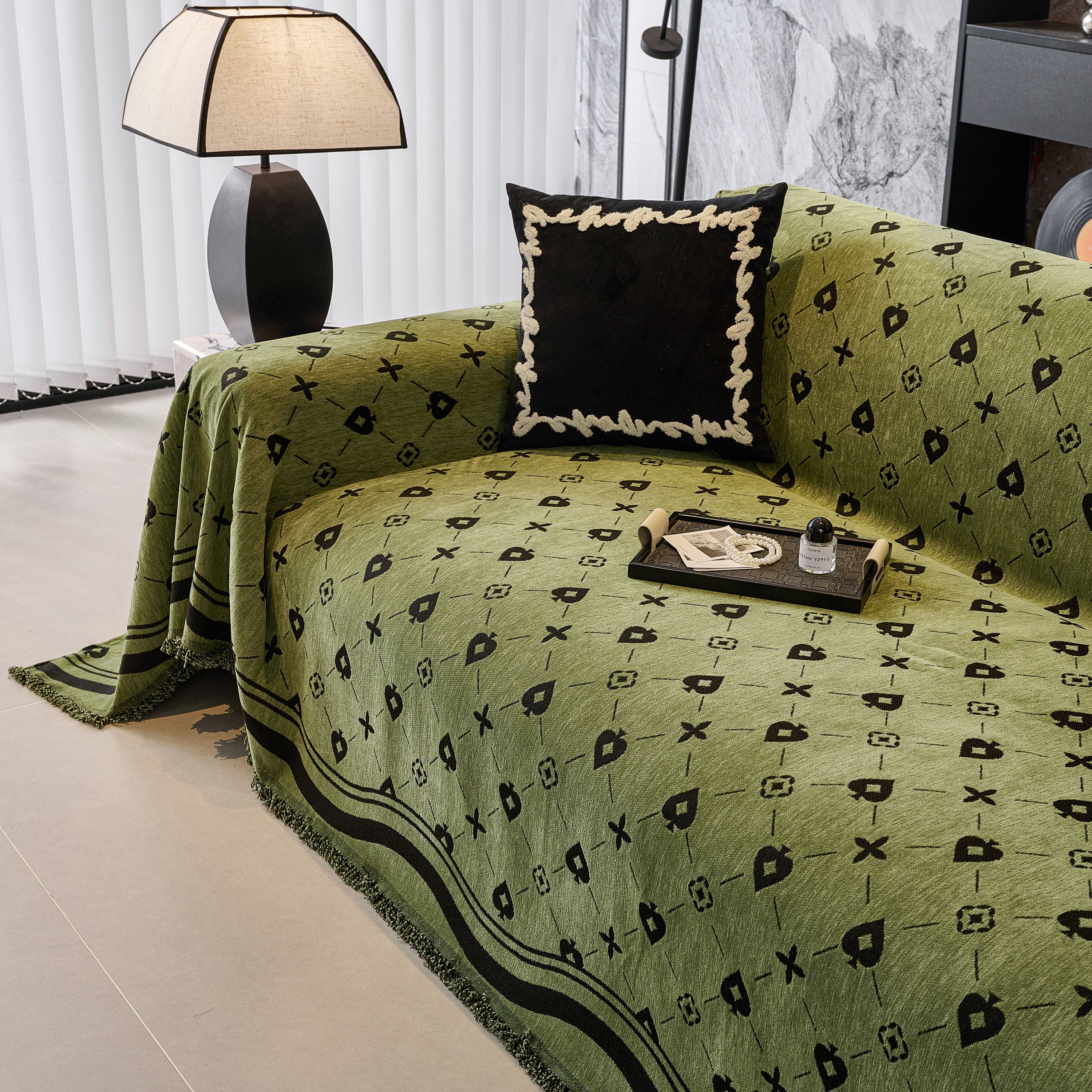 Chenille Jacquard Sofa Throw Cover Blanket, Luxury Thick Woven Couch Cover for Sofa - Image 91