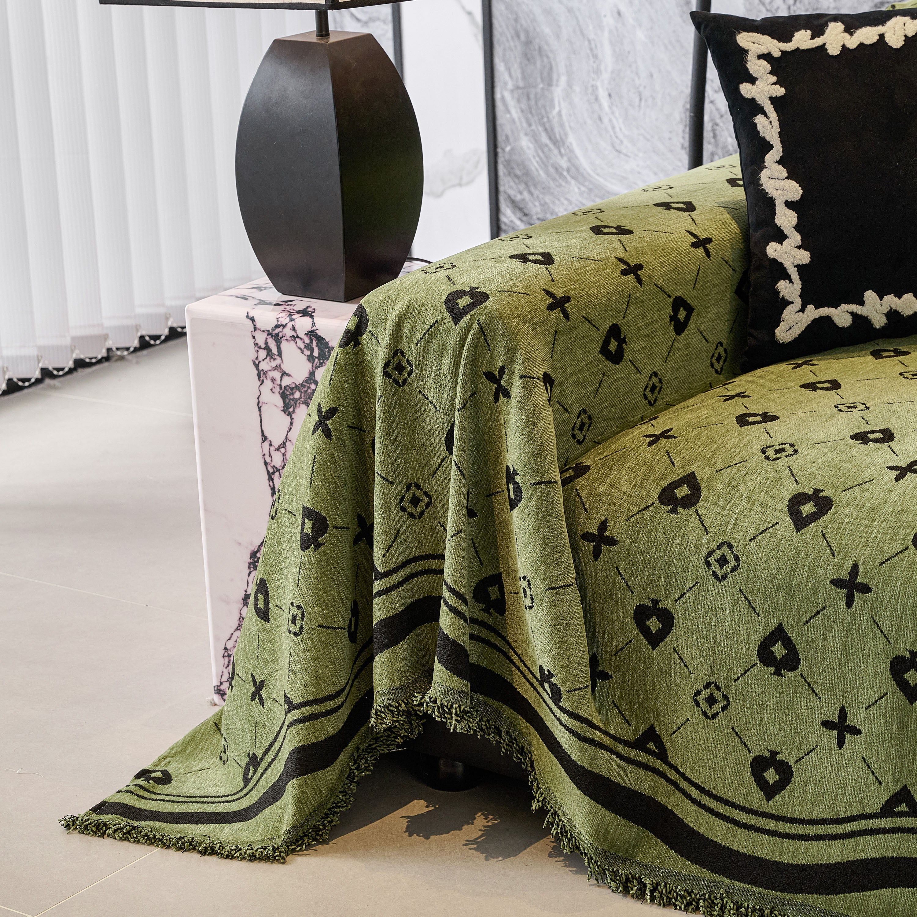 Chenille Jacquard Sofa Throw Cover Blanket, Luxury Thick Woven Couch Cover for Sofa - Image 92