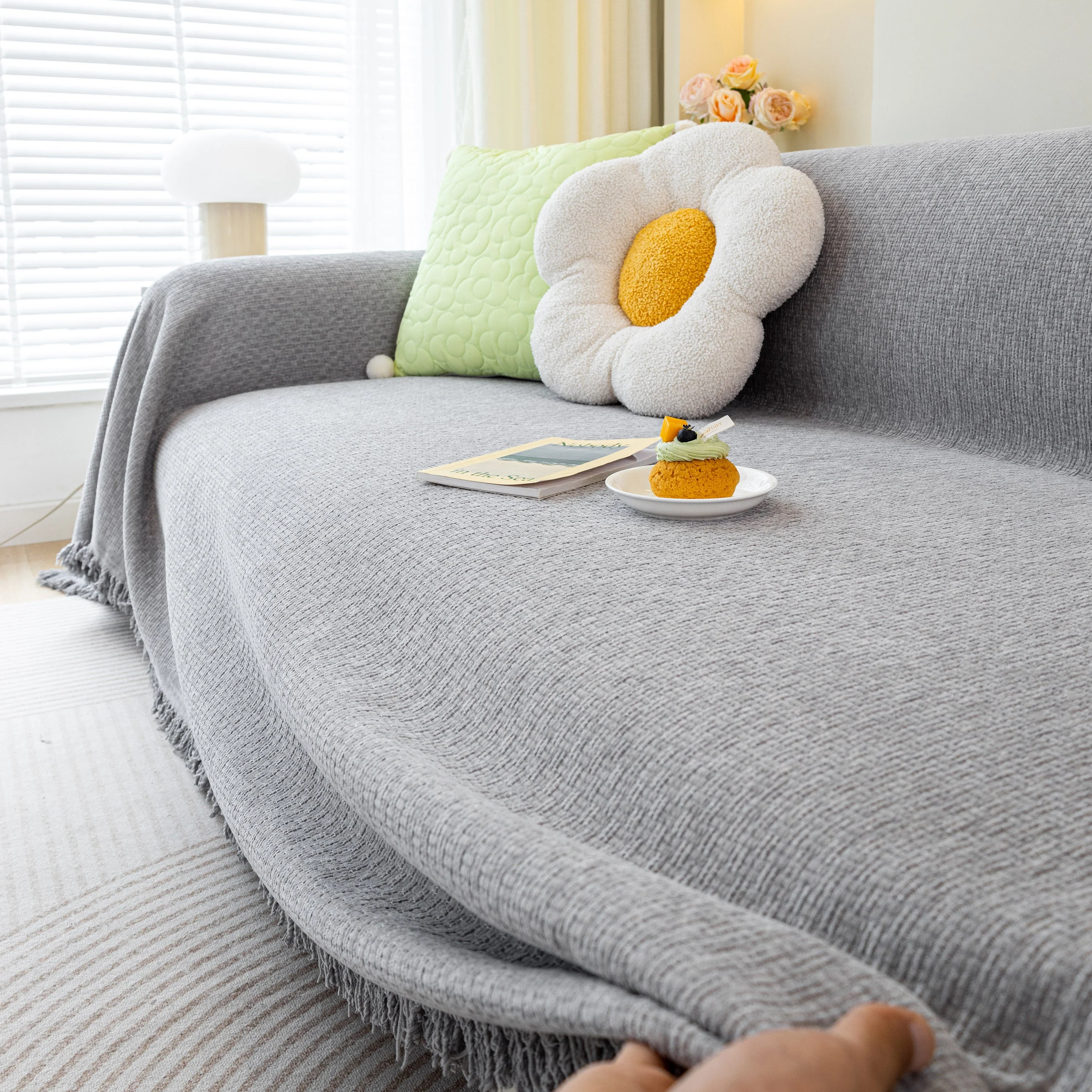Chenille Large Throw Couch Cover Blanket with Water-Resistant for Futon, Loveseat, and L-Shaped Sofa - Image 12