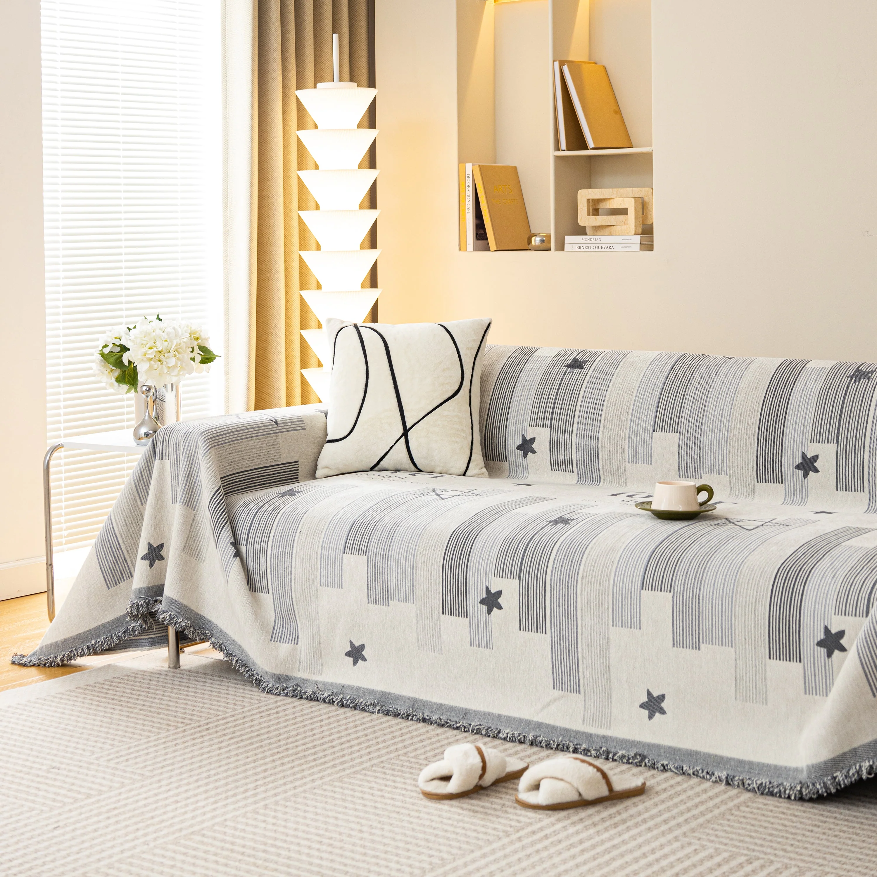 Geometric Chenille Sofa Throw Cover, Breathable Couch Protector with Tassel Fringe - Image 24