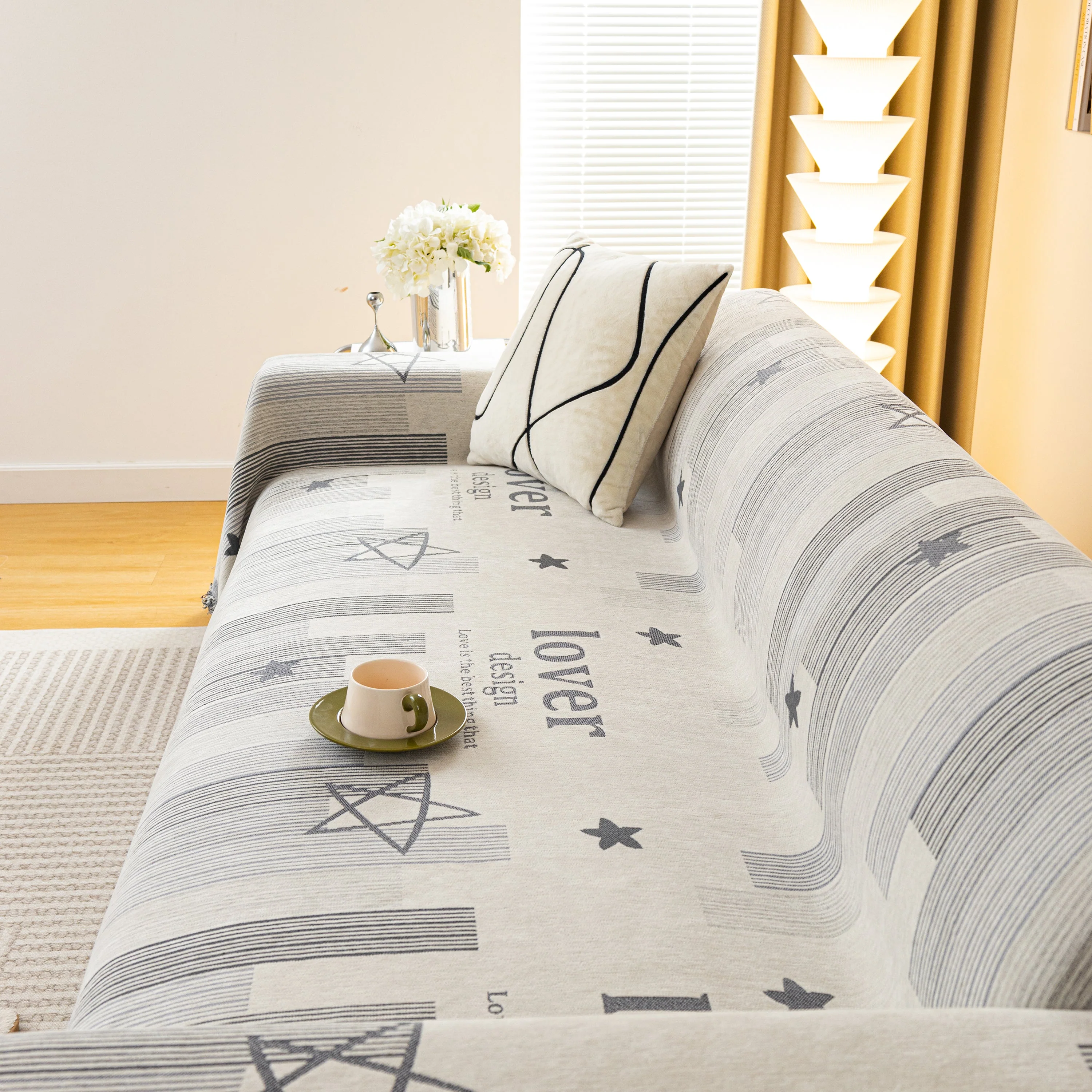 Geometric Chenille Sofa Throw Cover, Breathable Couch Protector with Tassel Fringe - Image 28