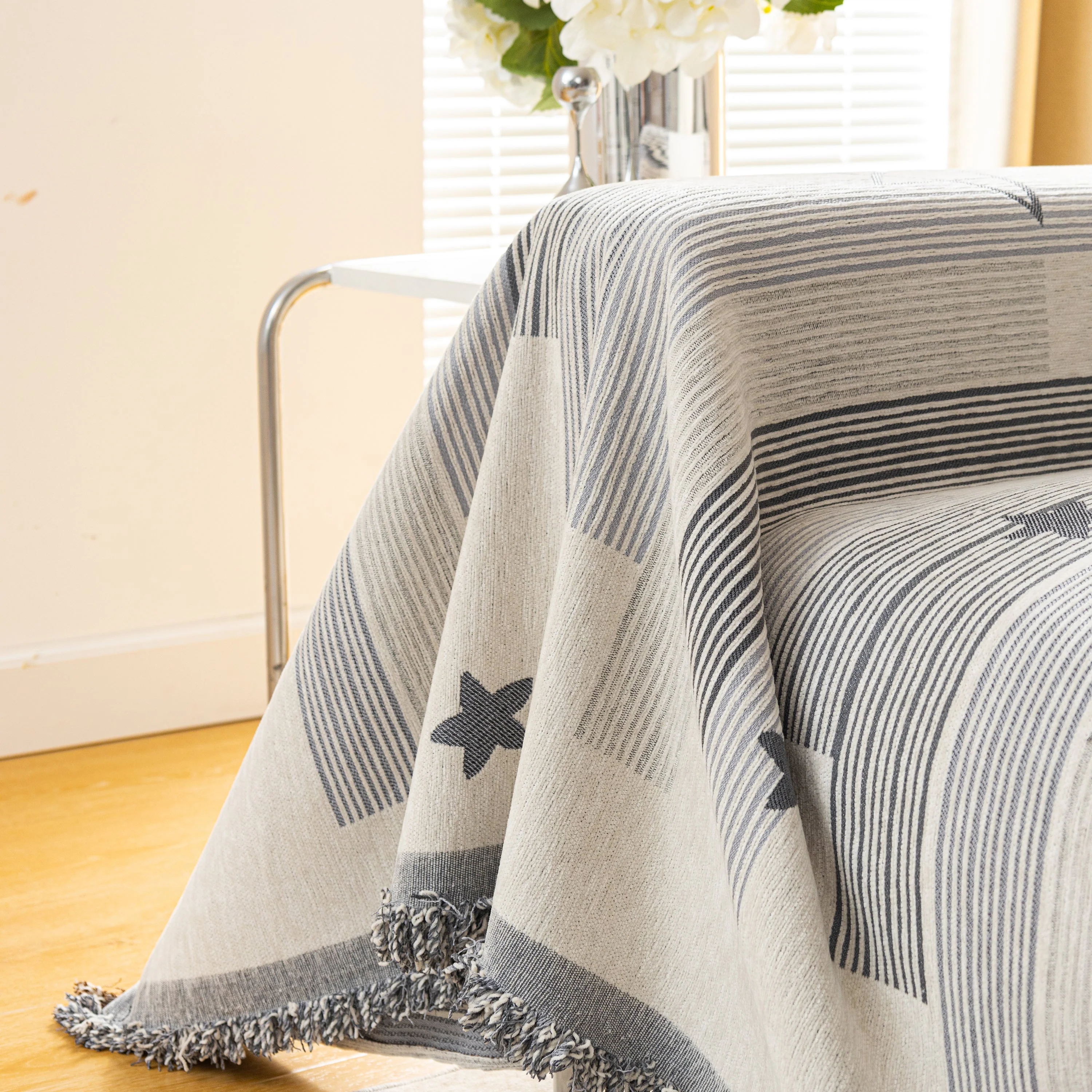 Geometric Chenille Sofa Throw Cover, Breathable Couch Protector with Tassel Fringe - Image 33
