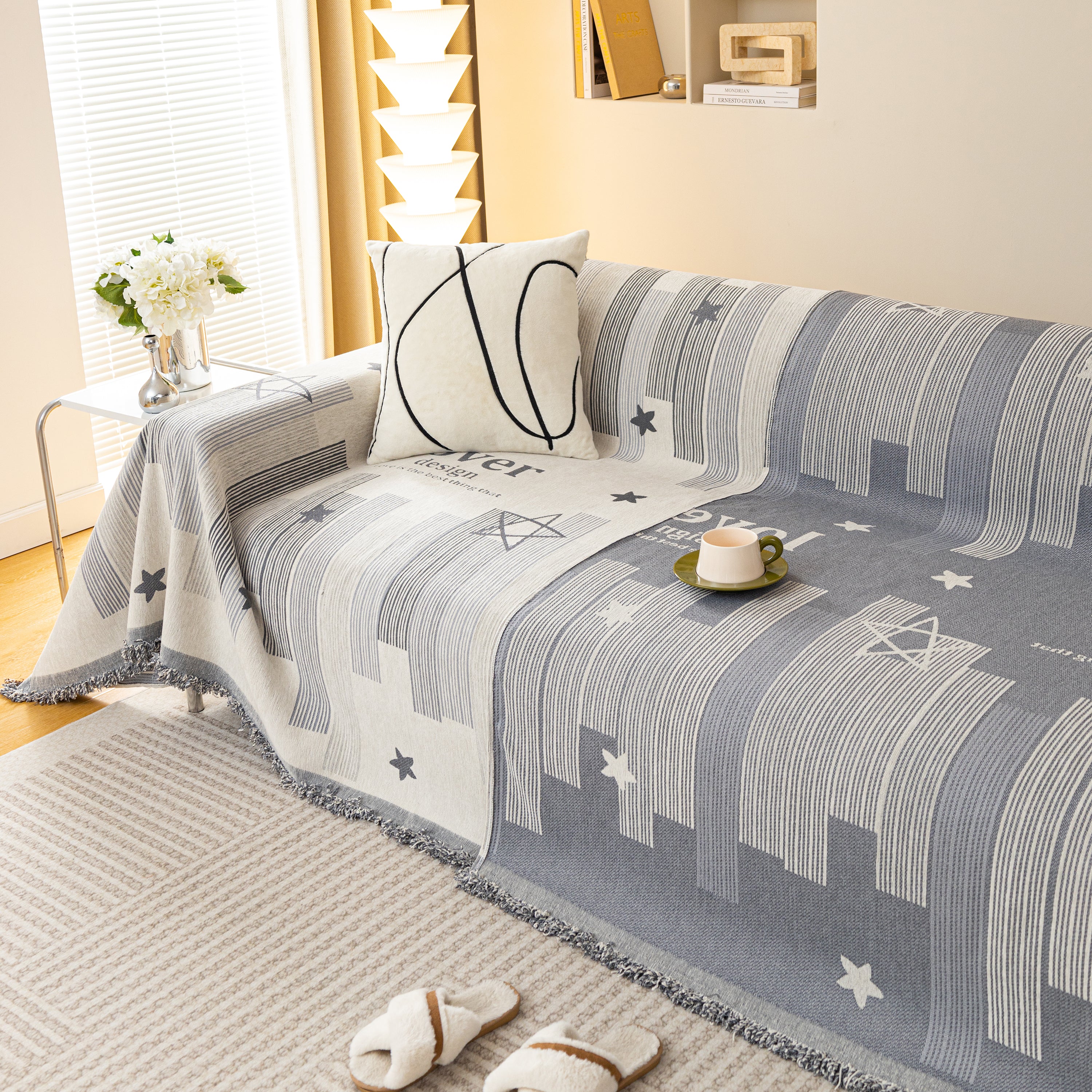 Geometric Chenille Sofa Throw Cover, Breathable Couch Protector with Tassel Fringe - Image 39