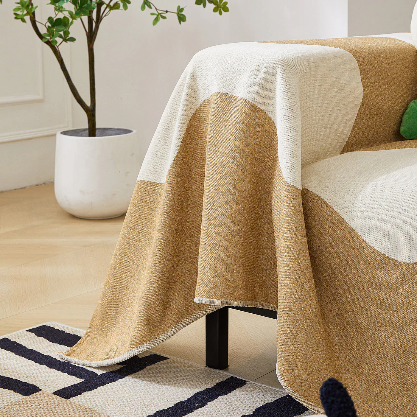Chenille Minimalist Wavy Sofa Throw Cover, Cozy Blankets for Couch, Machine Washable Couch Protector - Image 33