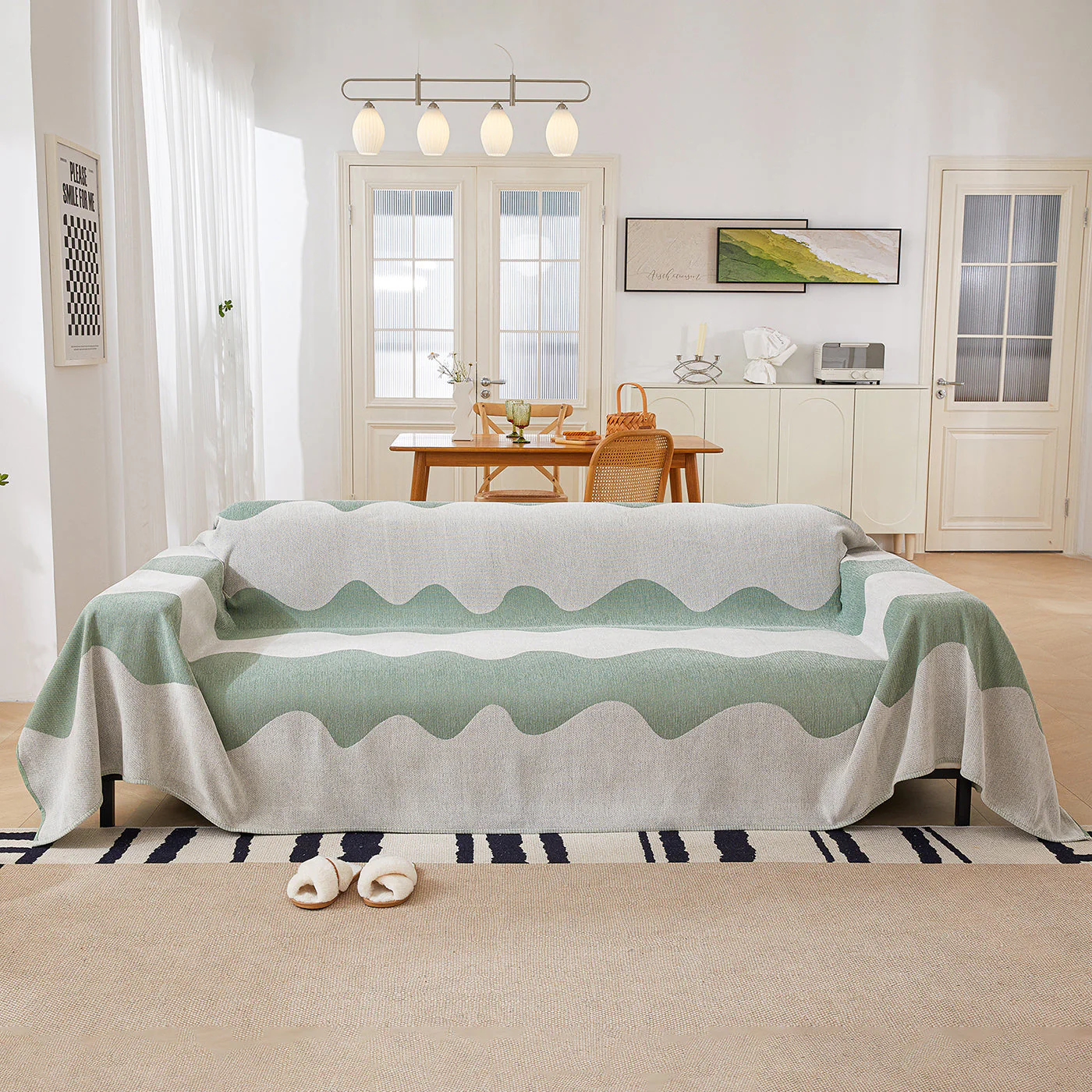 Chenille Minimalist Wavy Sofa Throw Cover, Cozy Blankets for Couch, Machine Washable Couch Protector - Image 82