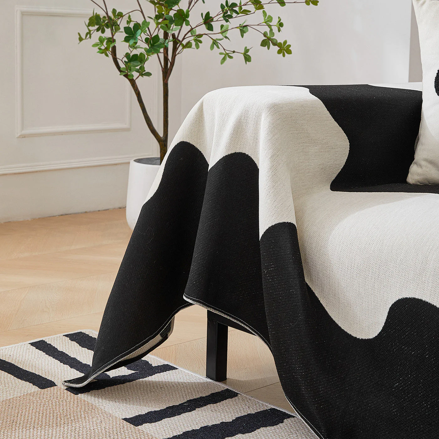 Chenille Minimalist Wavy Sofa Throw Cover, Cozy Blankets for Couch, Machine Washable Couch Protector - Image 98