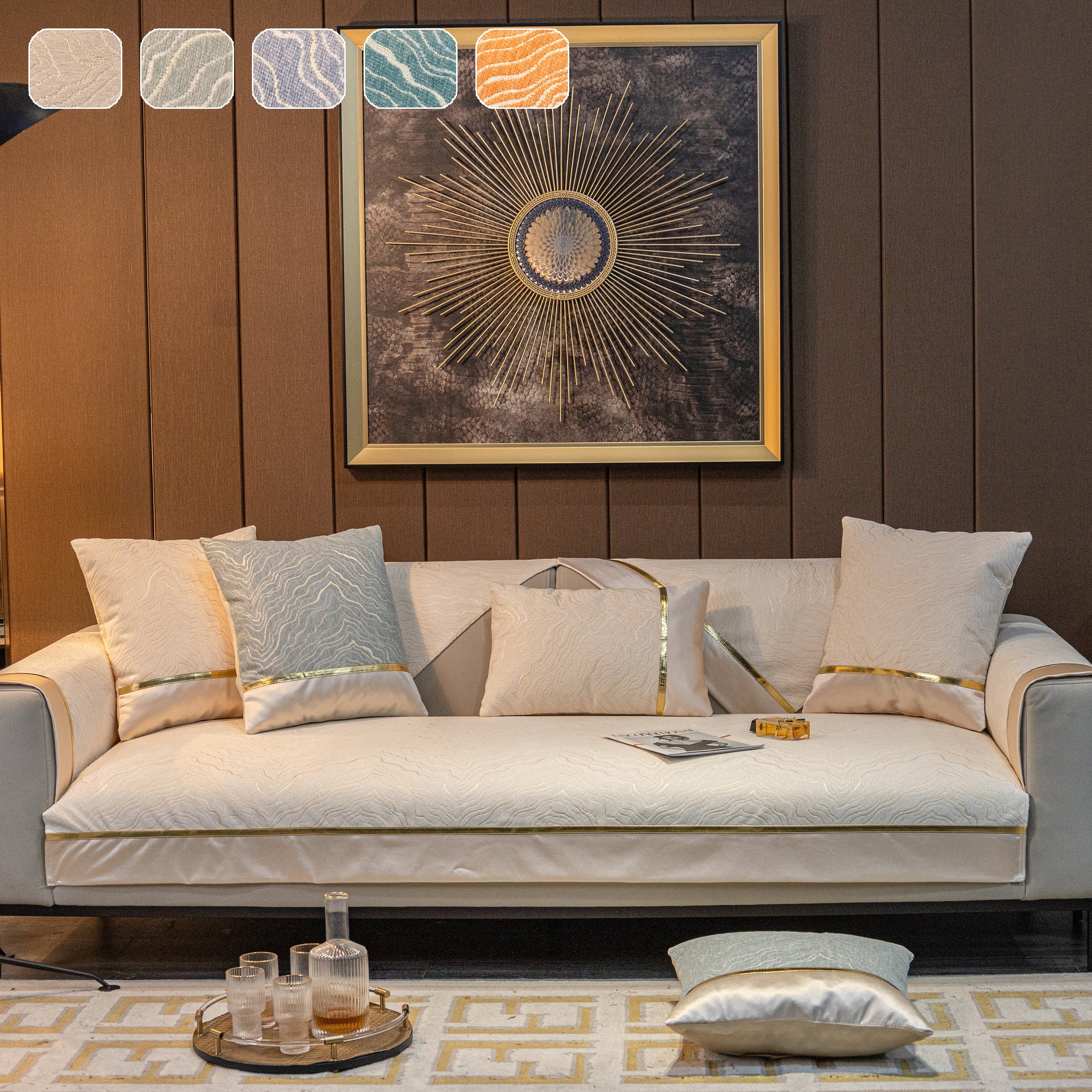 Chenille Non-Slip Metal Texture Sofa Towel, Minimalist Sofa Couch Cover Sectional Couch Covers for Pets - Image 13