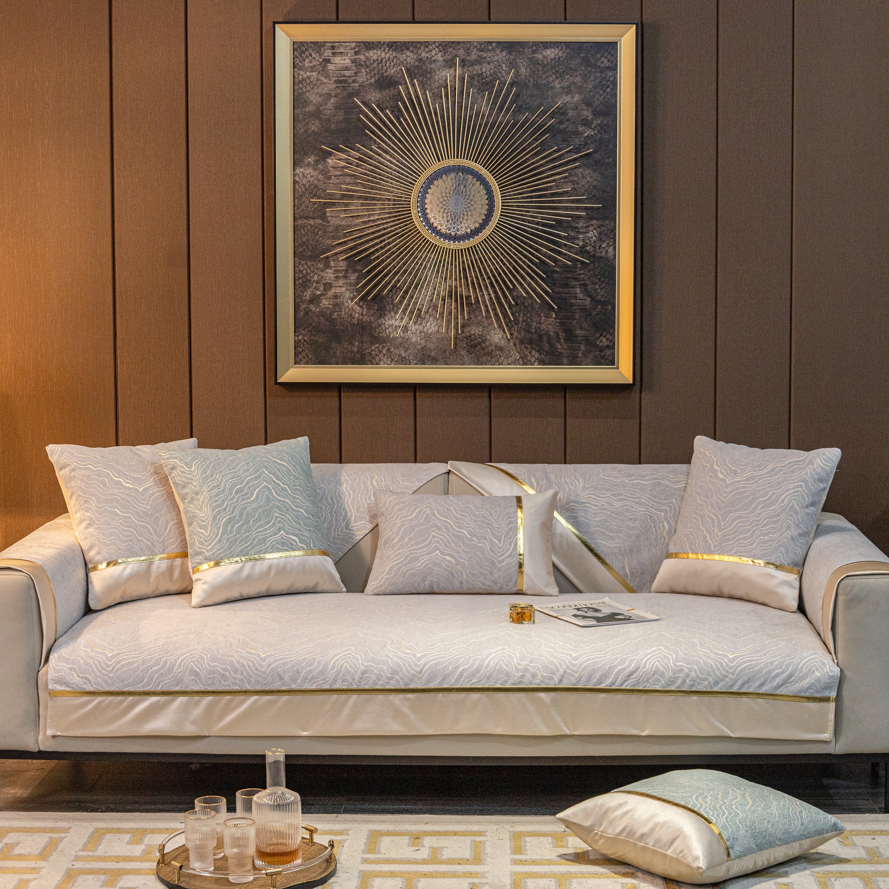 Chenille Non-Slip Metal Texture Sofa Towel, Minimalist Sofa Couch Cover Sectional Couch Covers for Pets - Image 17